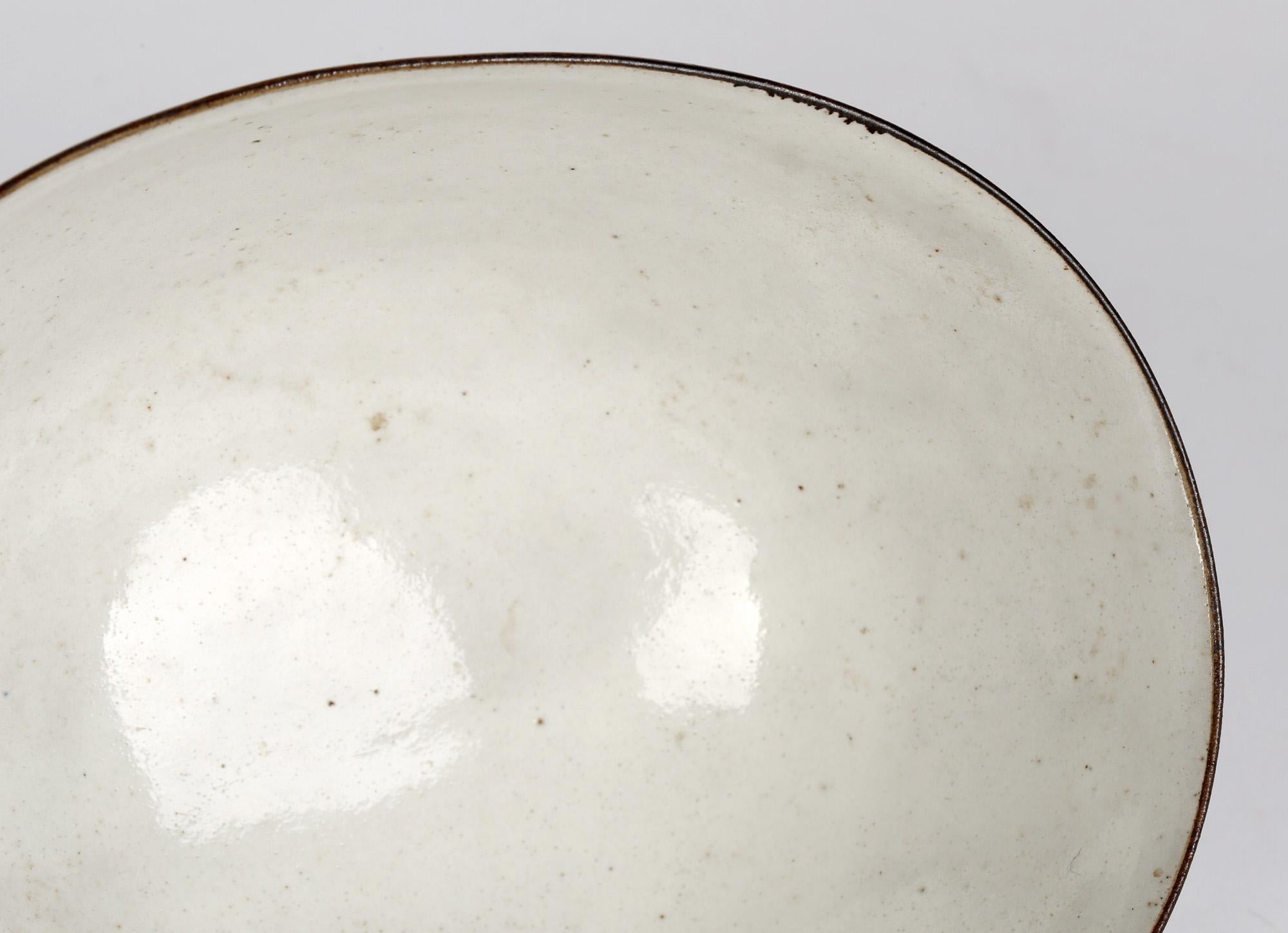 Lucie Rie 'Austrian/British, 1902-1995' Squeezed Oatmeal Glazed Pottery Bowl For Sale 1