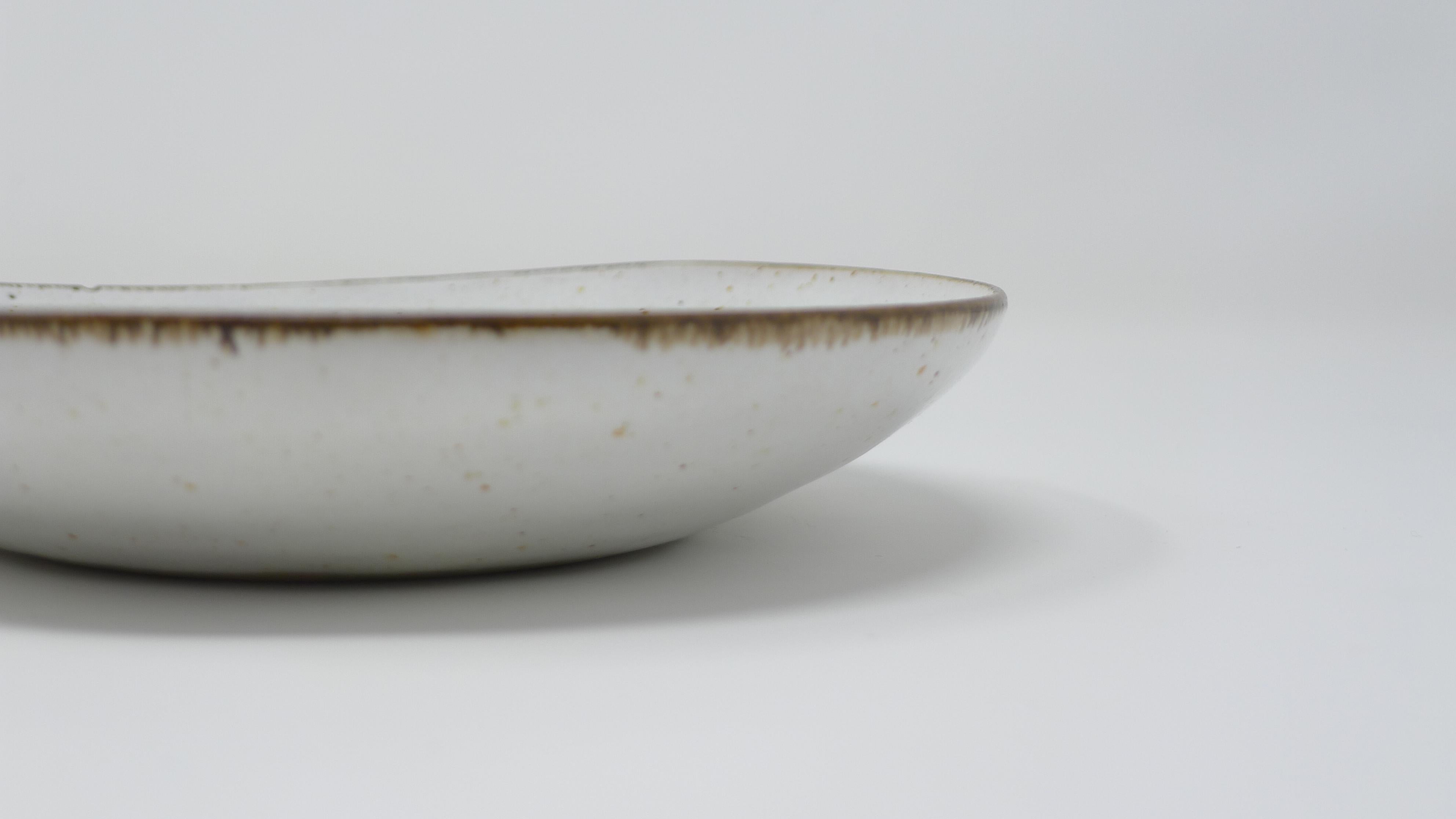 Mid-20th Century Lucie Rie; Handled Dish in Cream, Signed to Underside, 1950s