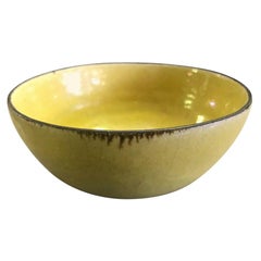 Lucie Rie & Hans Coper Signed Stamped Yellow Glazed Stoneware Bowl, circa 1950