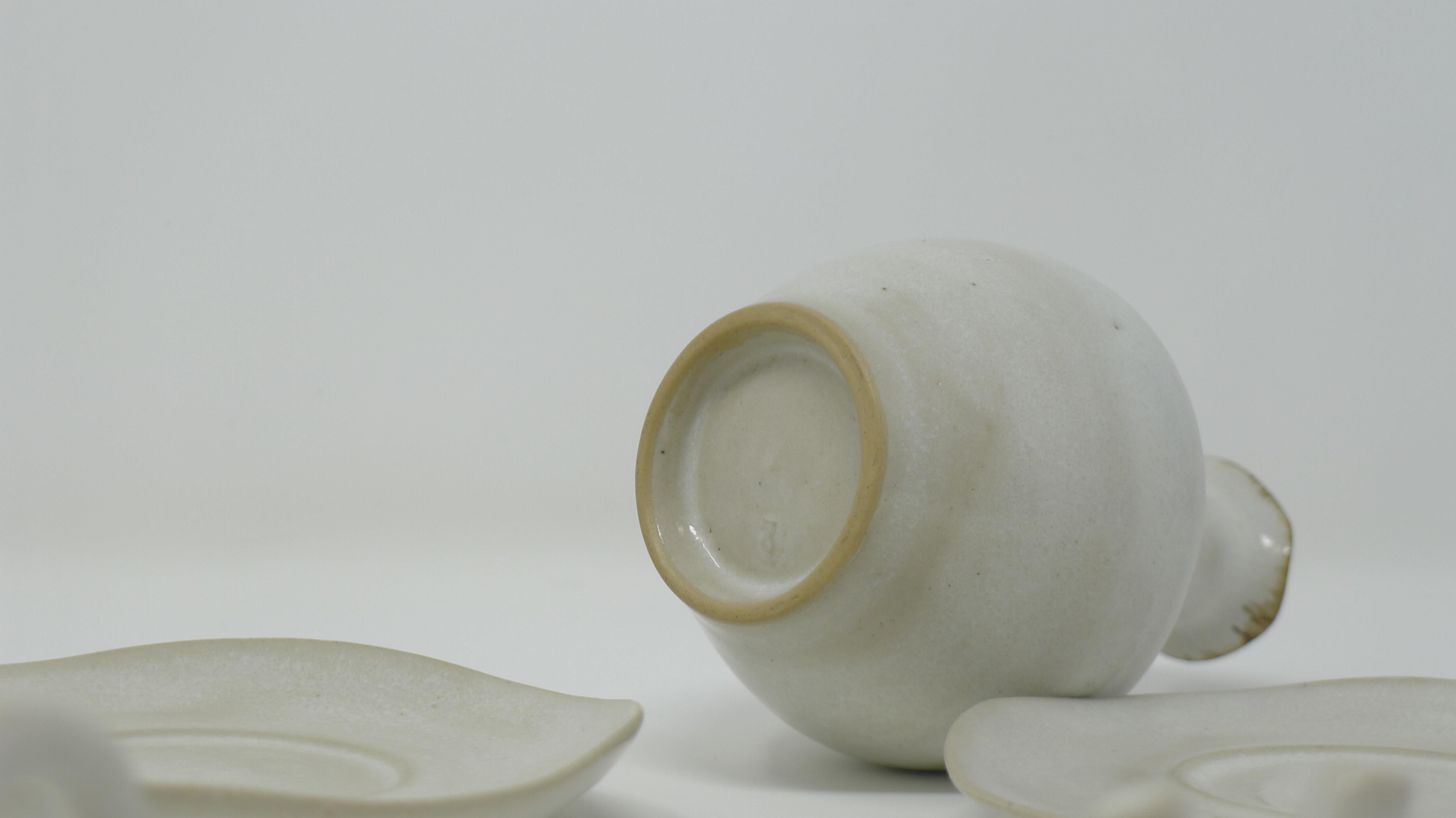 Lucie Rie, Oil and Vinegar Set in White Glaze, Fully Signed, Early 1950s 1