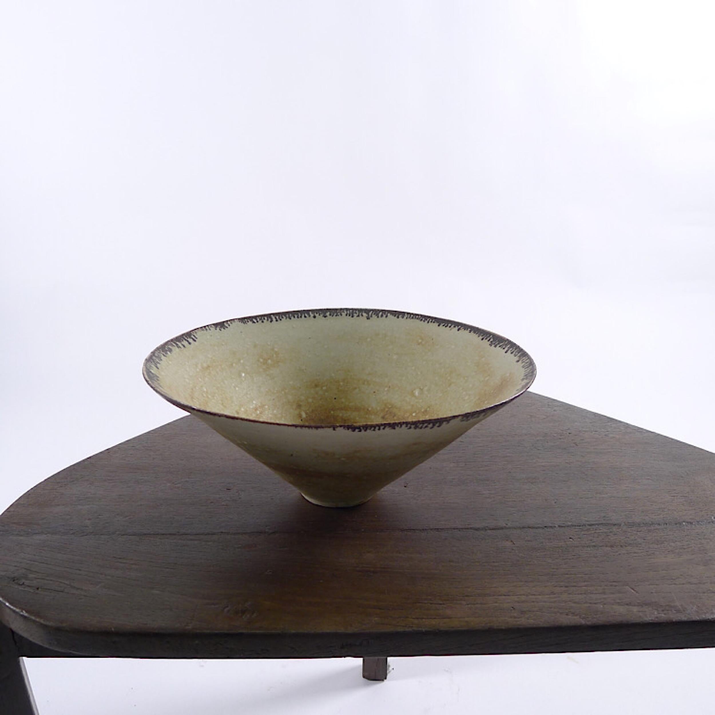 Lucie Rie, Porcelain Bowl, Flaring Conical Form, Impressed Seal Mark 1