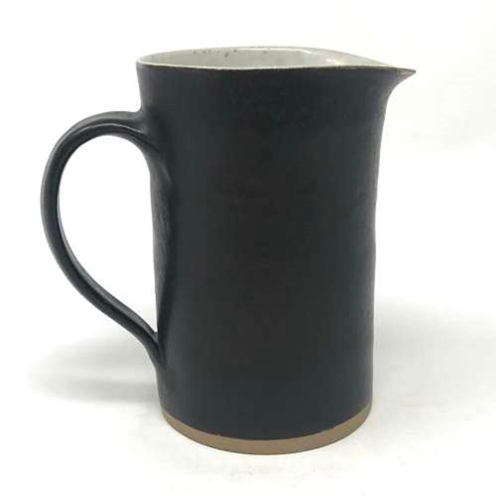 Modern Lucie Rie Stoneware Jug in Manganese and White Glaze For Sale