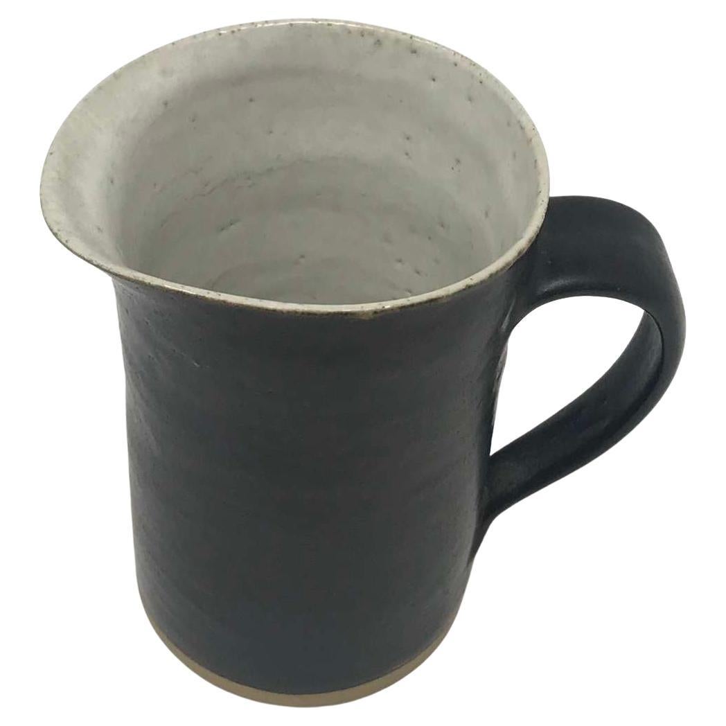 Lucie Rie Stoneware Jug in Manganese and White Glaze For Sale