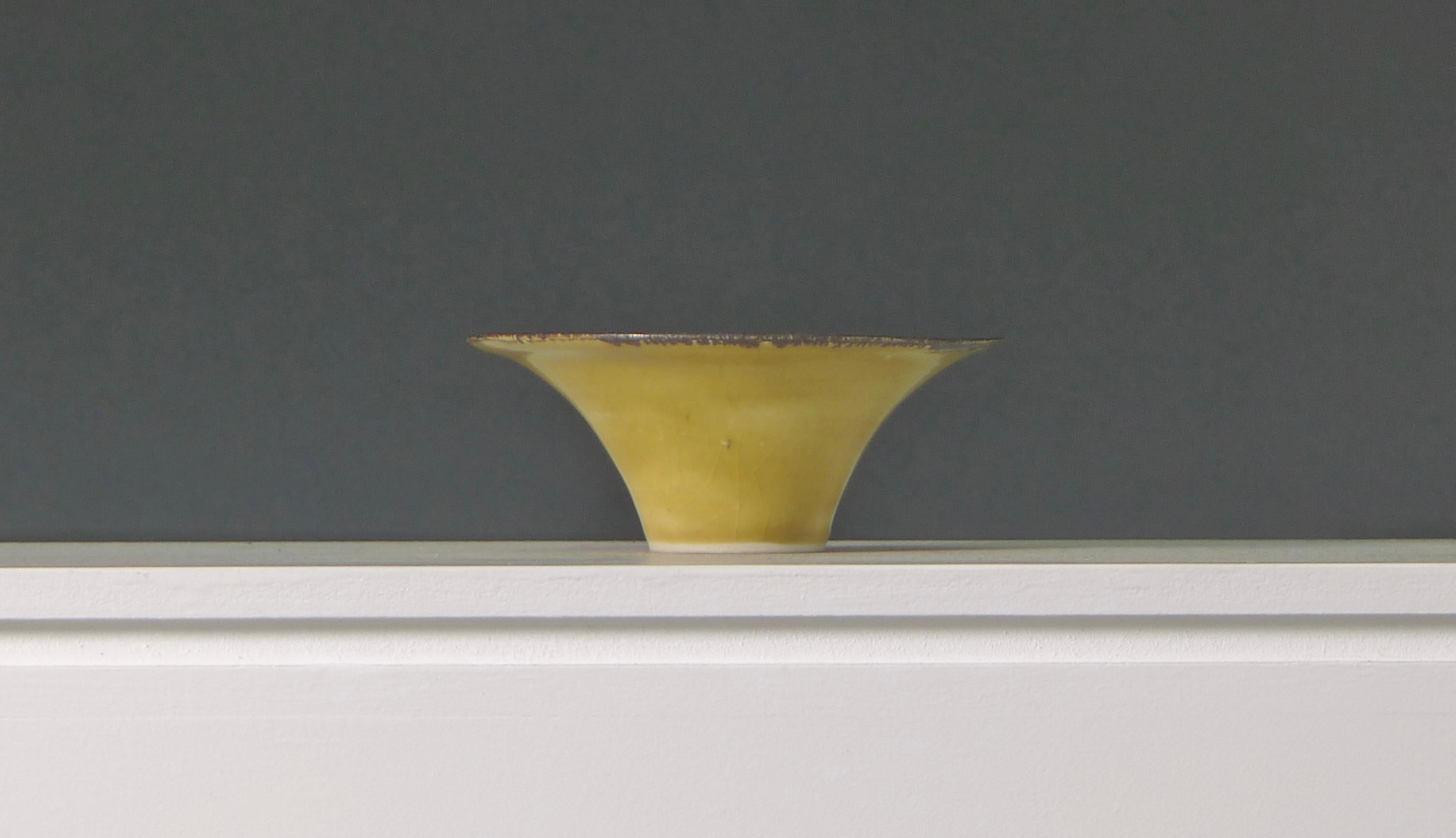 20th Century Lucie Rie, Uranium Yellow Flaring Porcelain Bowl, signed For Sale