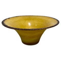 Lucie Rie, Uranium Yellow Flaring Porcelain Bowl, signed