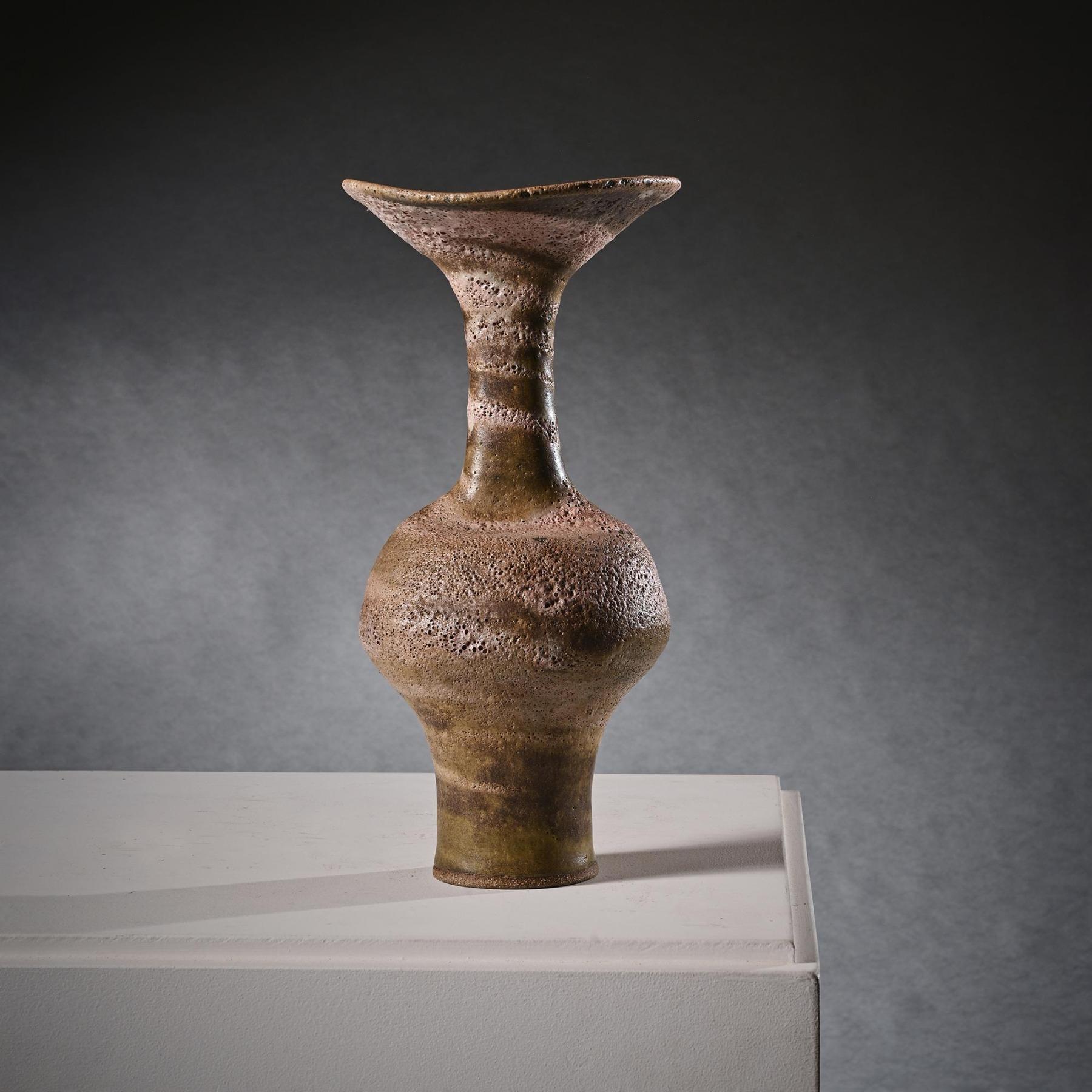 Lucie Ries Vase à lèvre évasée Grès mélangé Circa 1985 en vente 5