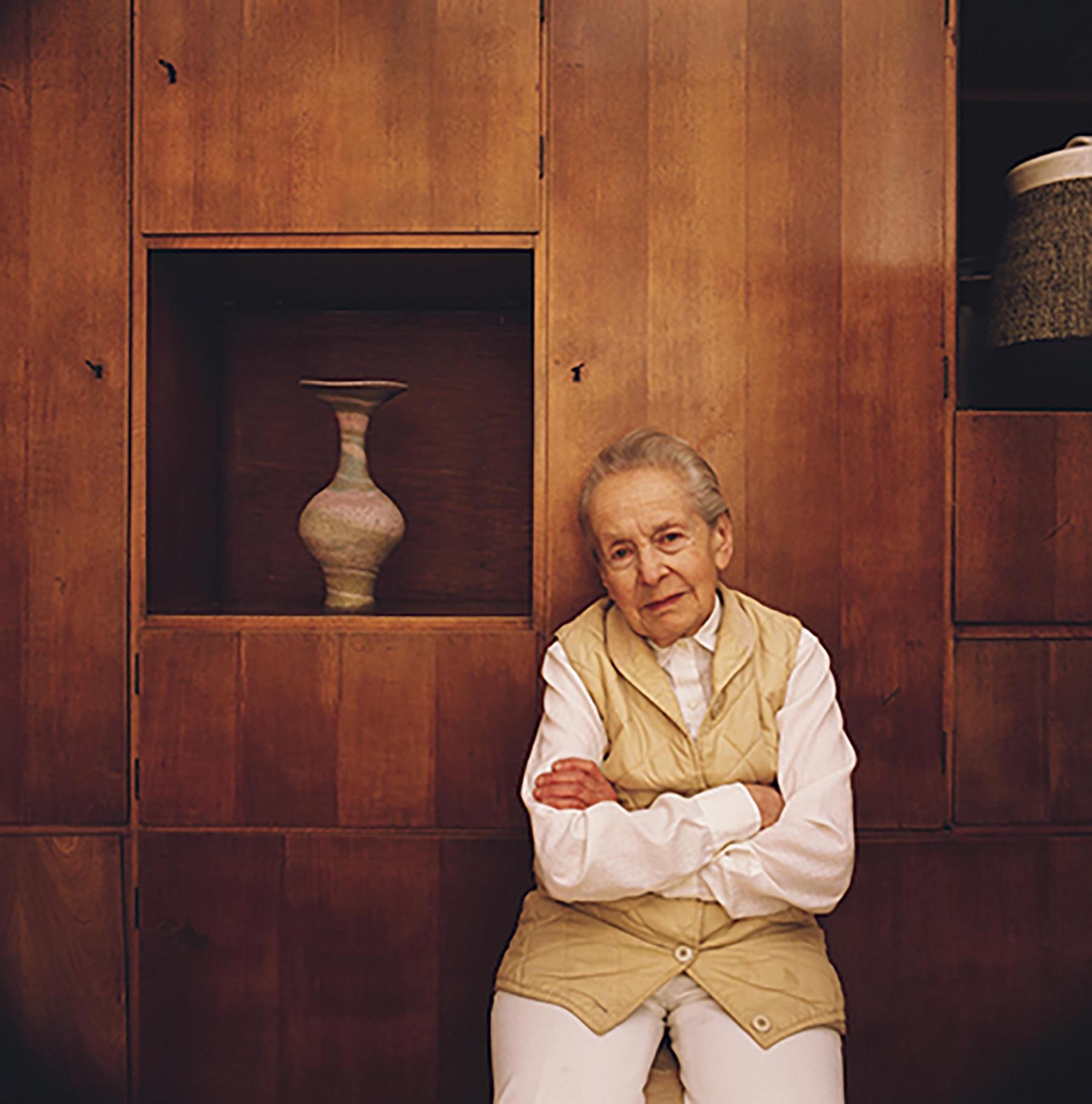 Céramique Lucie Ries Vase à lèvre évasée Grès mélangé Circa 1985 en vente