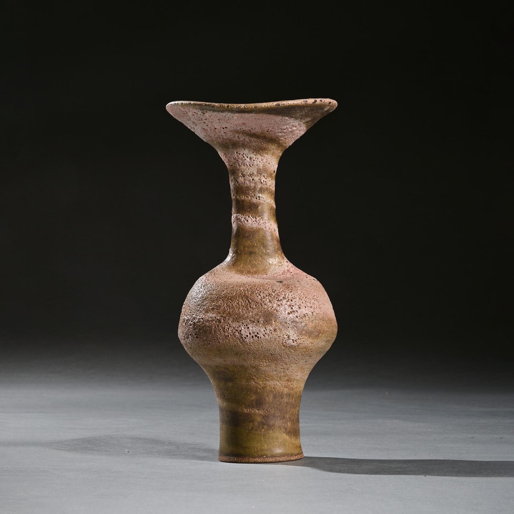 Lucie Ries Vase à lèvre évasée Grès mélangé Circa 1985 en vente 2