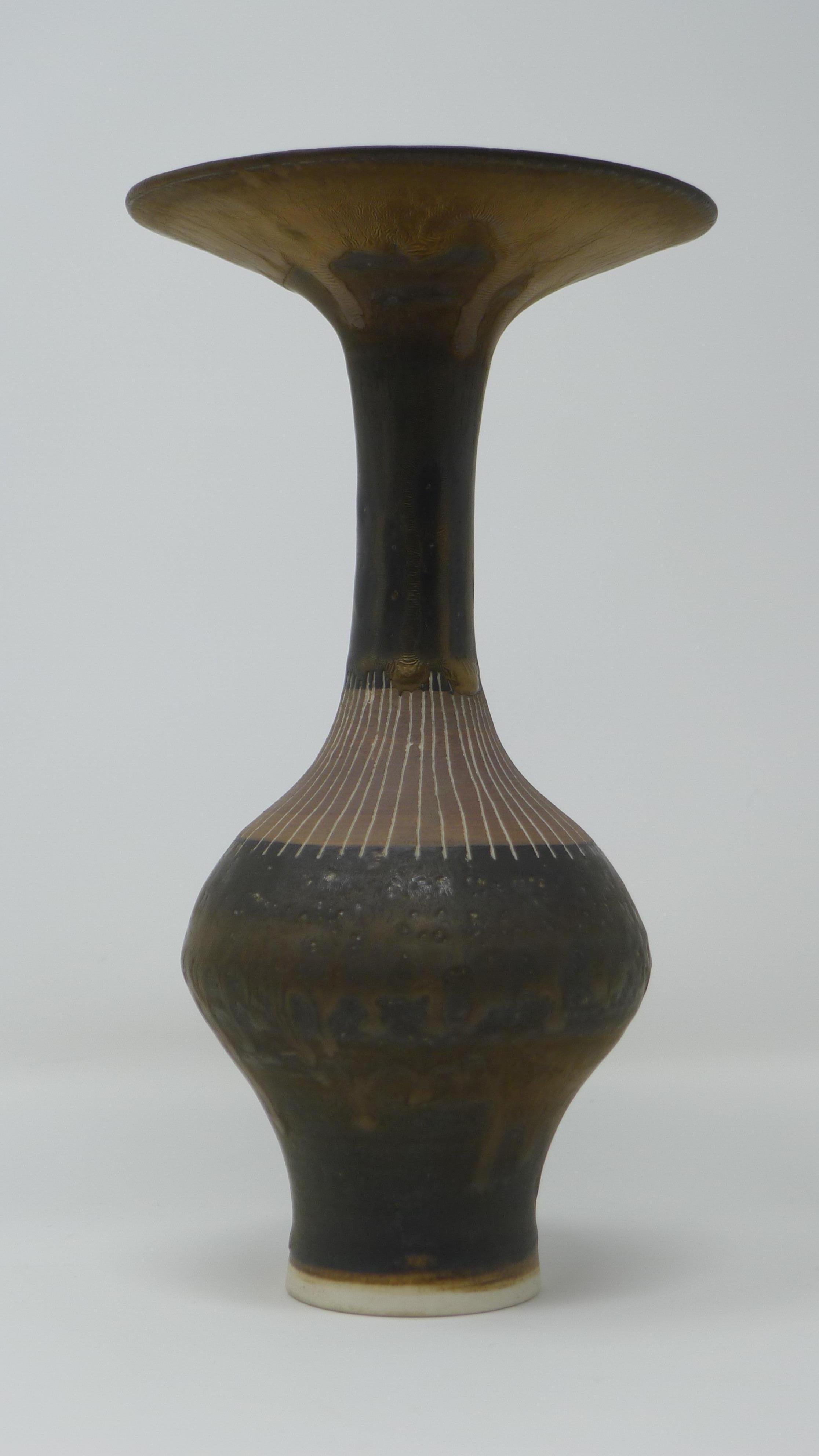 Late 20th Century Lucie Rie, Vase with Flaring Rim, Signed with Impressed Mark