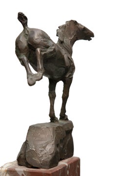 Solo Caballo Escultura Bronce Salto Animal En Stock