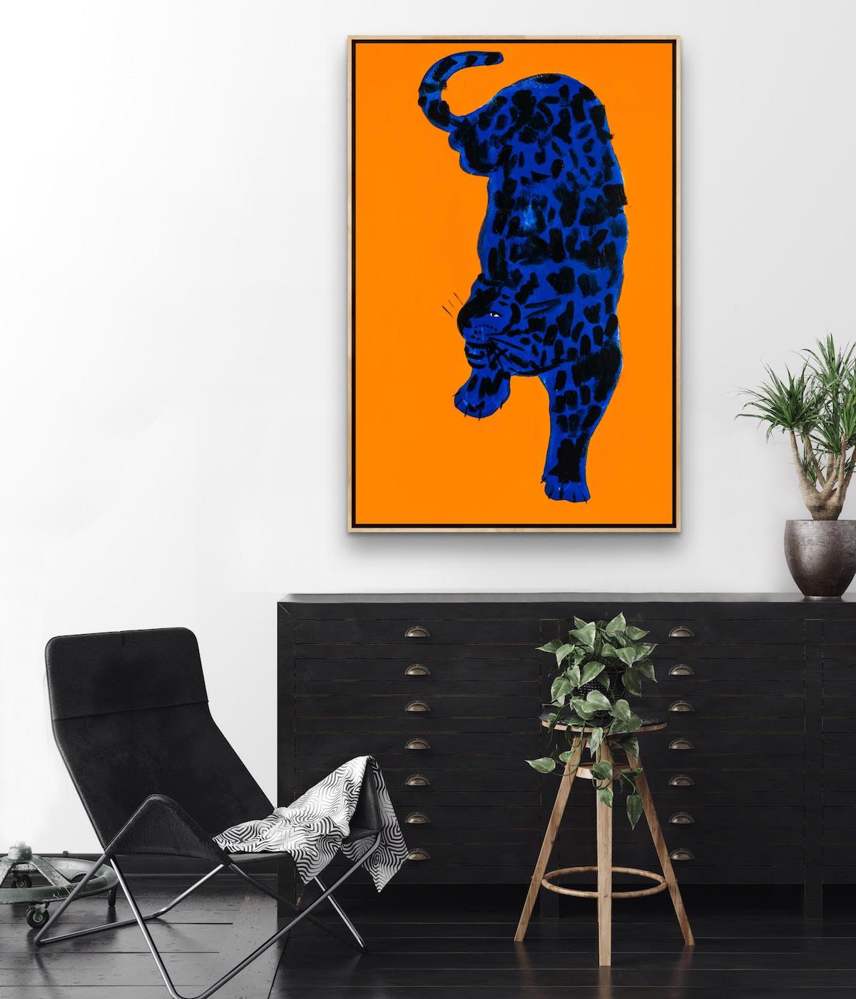 Blue Tiger, Lucie Sheridan, Original paining, Animal art, Graphic art, 2022 - Painting by Lucie Sheridan 