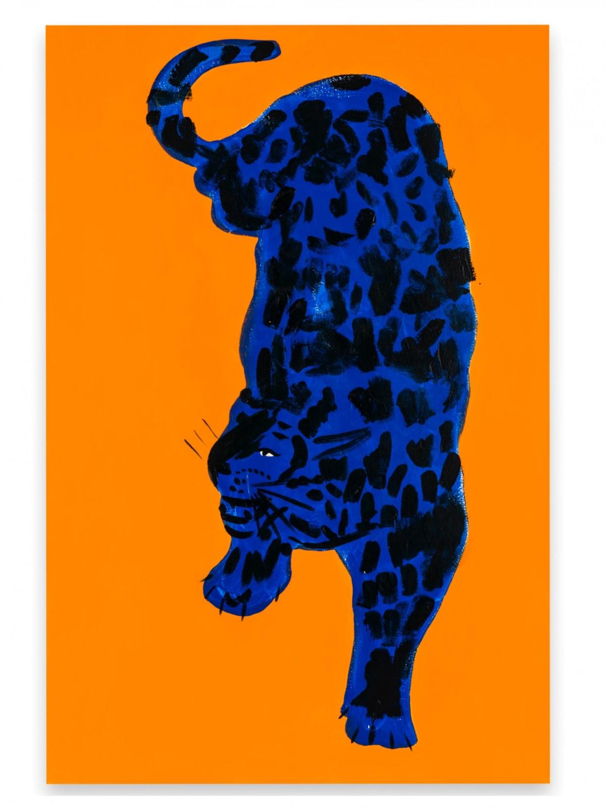 Tigre bleu, peinture originale de Lucie Sheridan, art animalier, art graphique, 2022