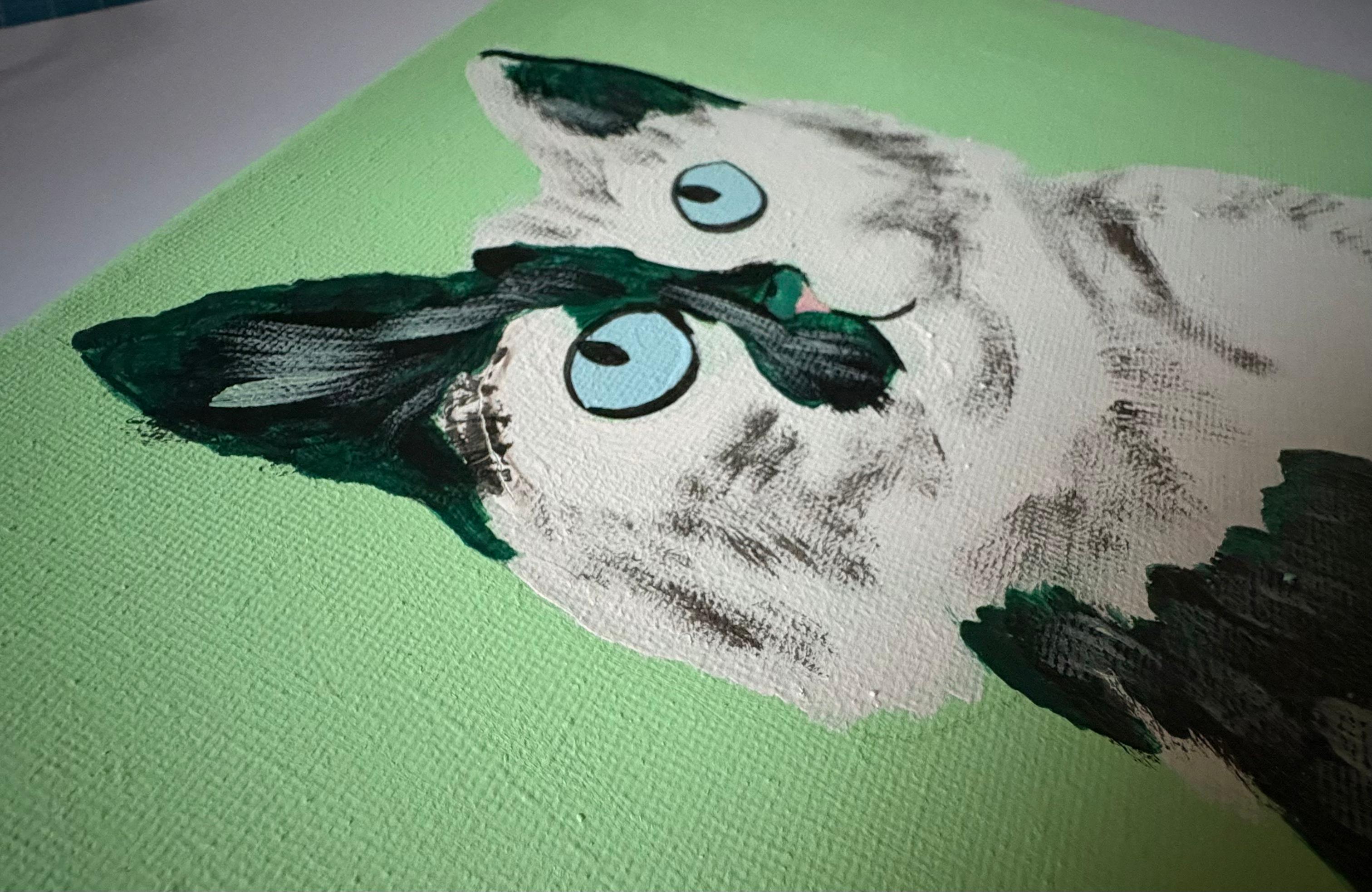 Green Bomb Shell, original painting, portrait, contemporary For Sale 6