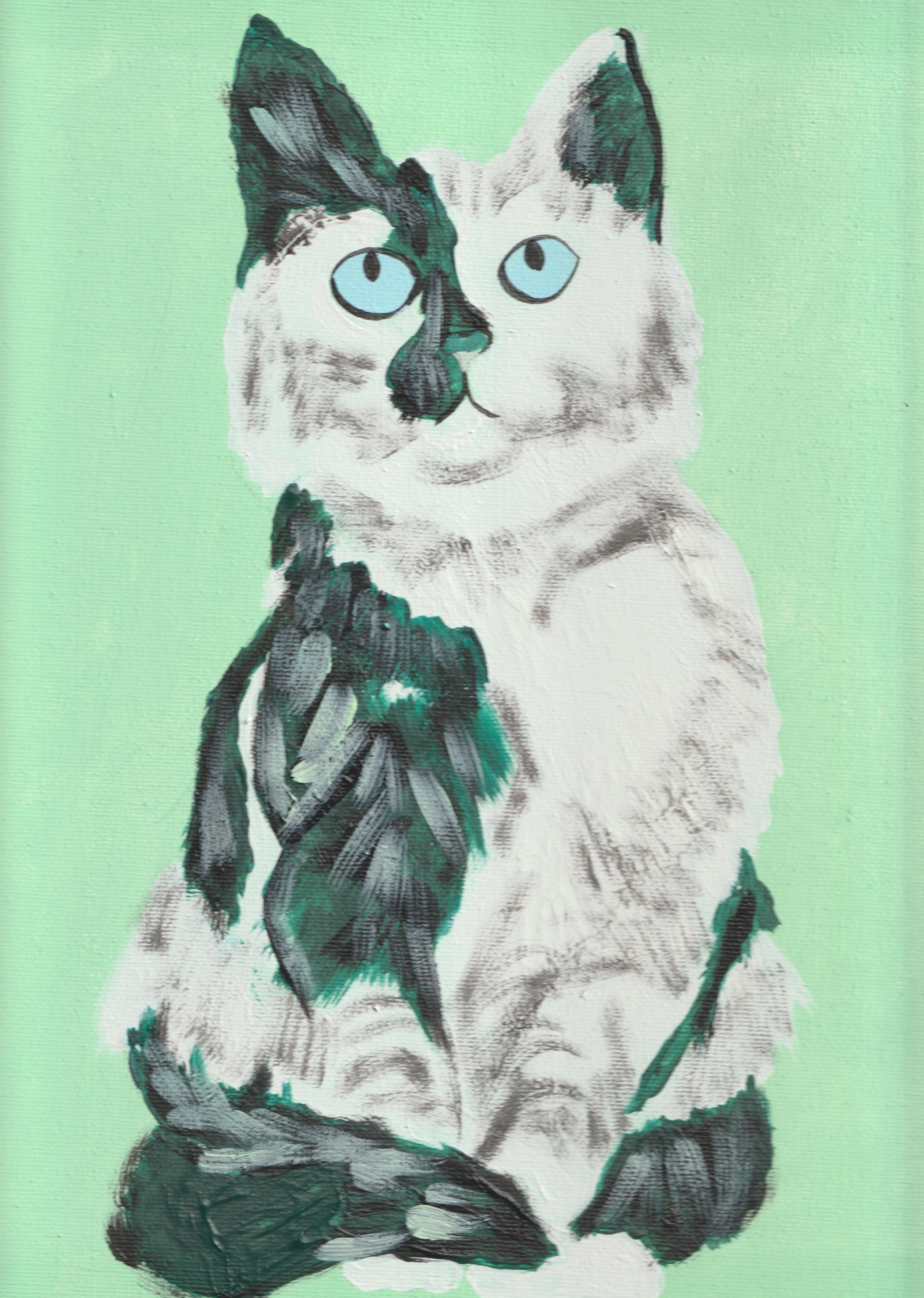 Green Bomb Shell, original painting, portrait, contemporary - Painting by Lucie Sheridan
