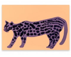 Langes Gemälde einer wilden Katze, Acryl auf Leinwand, von Lucie Sheridan, 2022