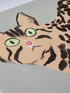 Perky Tabby, original painting, portrait, contemporary