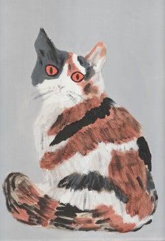Gatto soriano, quadro originale, ritratto, contemporaneo