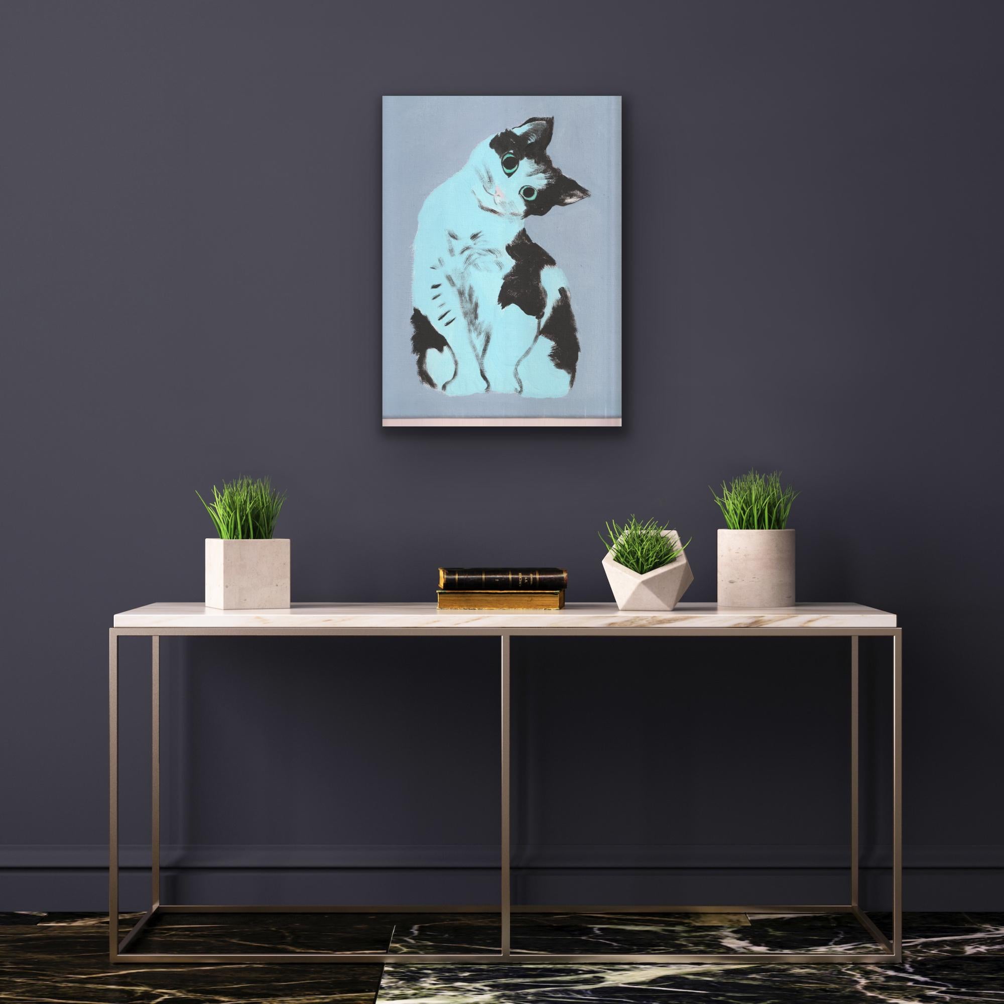 True Blue, original painting, portrait, contemporary For Sale 1