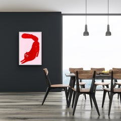 Unhappy Floof, Grafik-Tierkunstwerk, lebhaftes Originalgemälde, Statement-Kunst