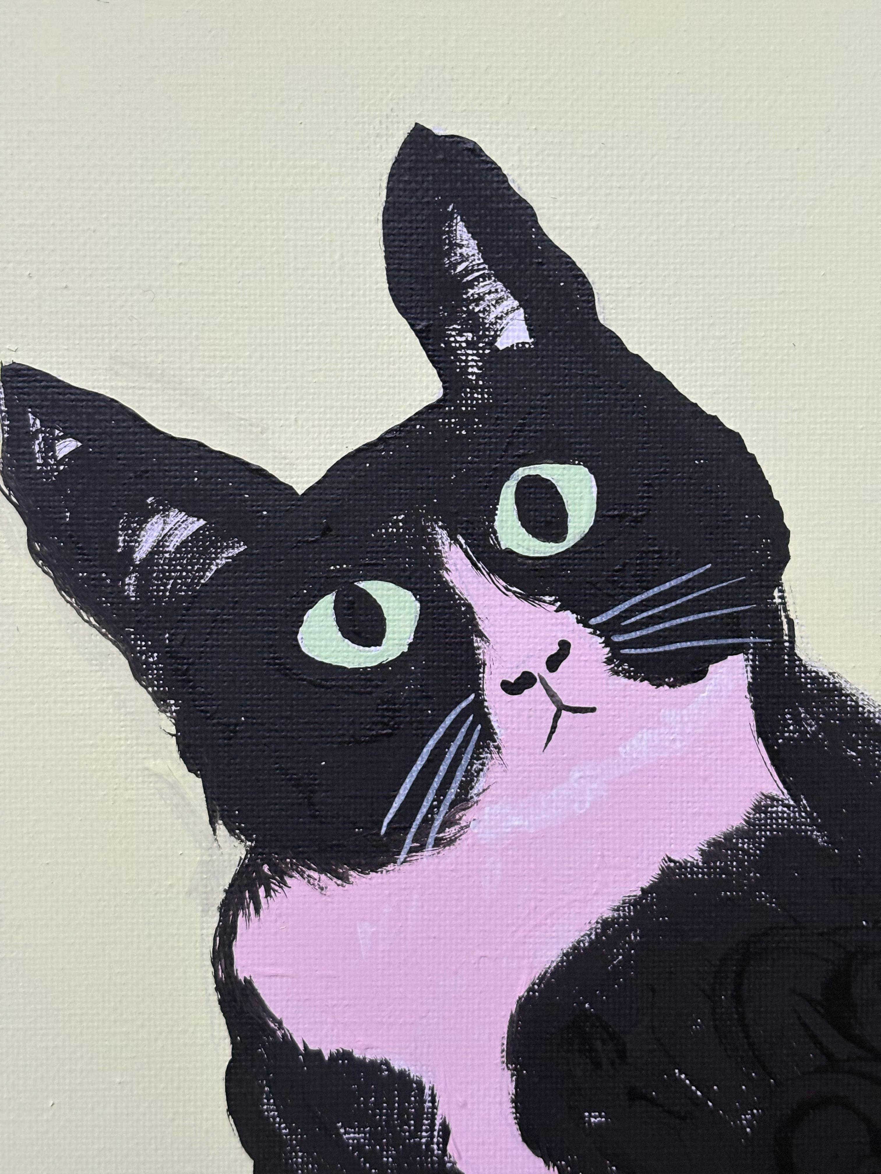 Wonder cat, original painting, portrait, contemporary For Sale 5