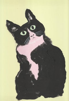 Gatto delle meraviglie, quadro originale, ritratto, contemporaneo