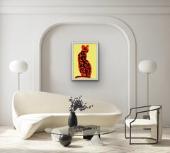 Yellow Serval, Wild Cat Painting, Contemporary Animal Art, Bright Art, Abstract
