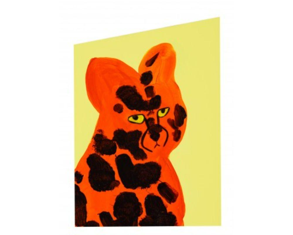 Serval jaune, peinture de chat sauvage, art animalier contemporain, art vif, abstrait  - Jaune Still-Life Painting par Lucie Sheridan
