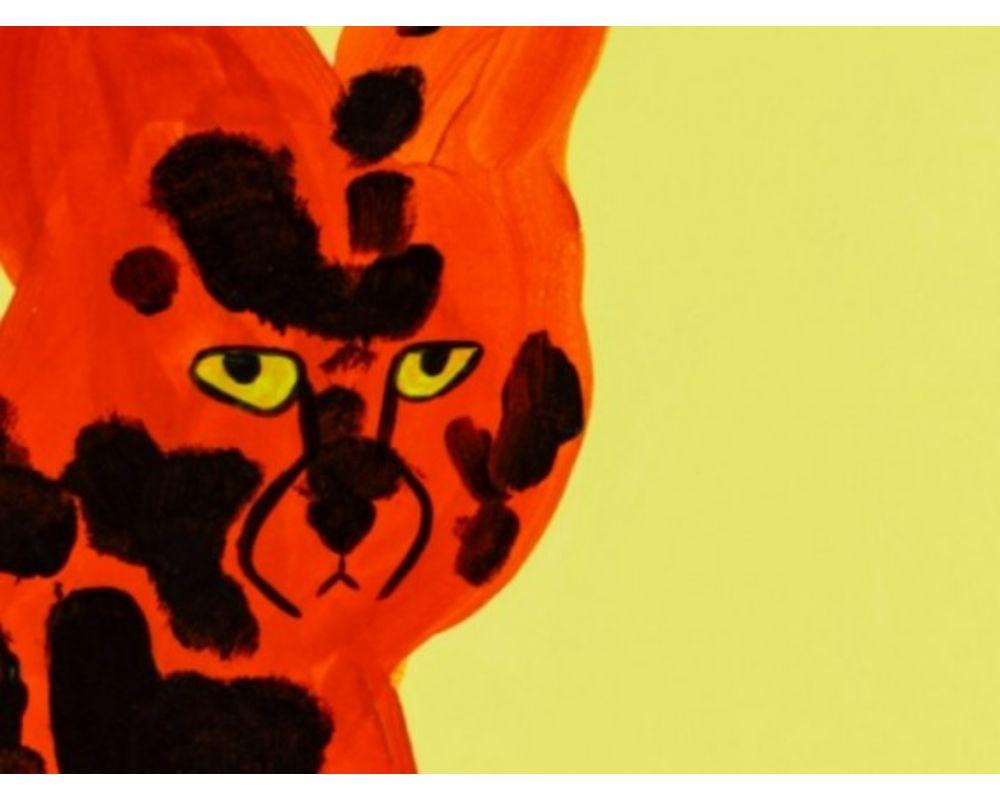 Serval jaune, peinture de chat sauvage, art animalier contemporain, art vif, abstrait  en vente 1