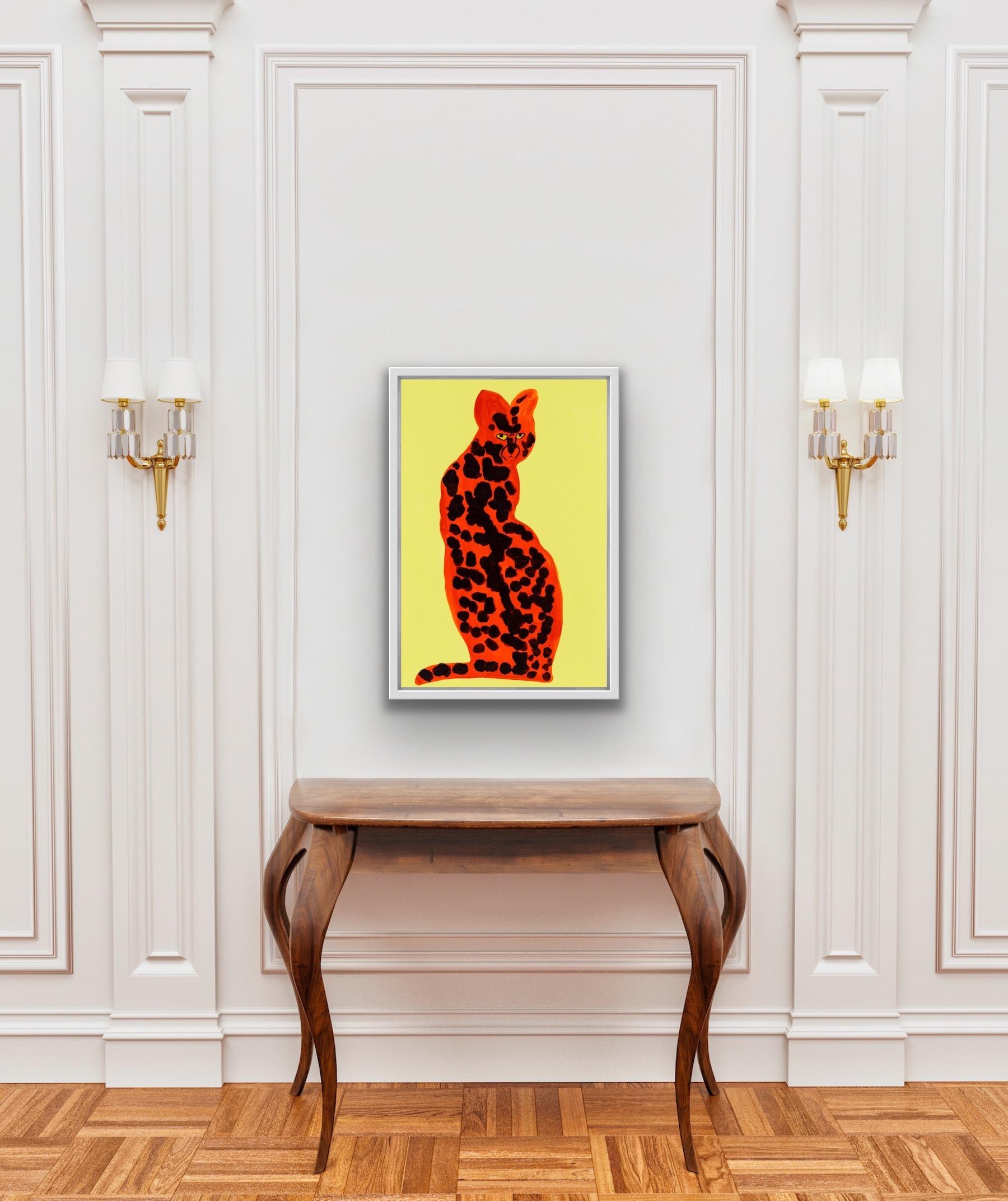 Serval jaune, peinture de chat sauvage, art animalier contemporain, art vif, abstrait  en vente 2