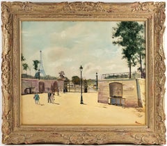 Lucien Adrion Oil on Canvas Tuileries View in the 1930s, Paris