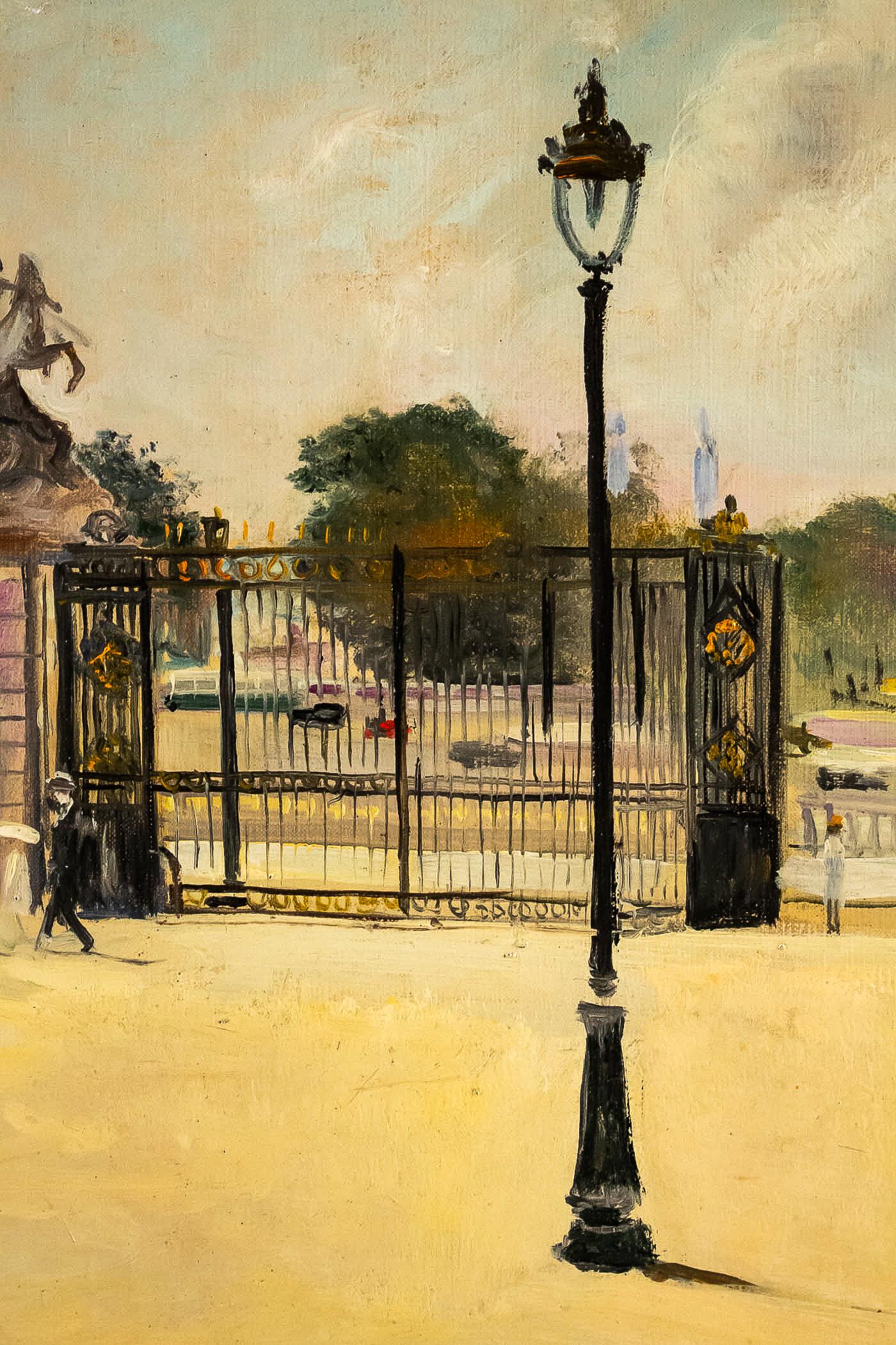 Lucien Adrion Oil on Canvas Tuileries View in the 1930s, Paris For Sale 1