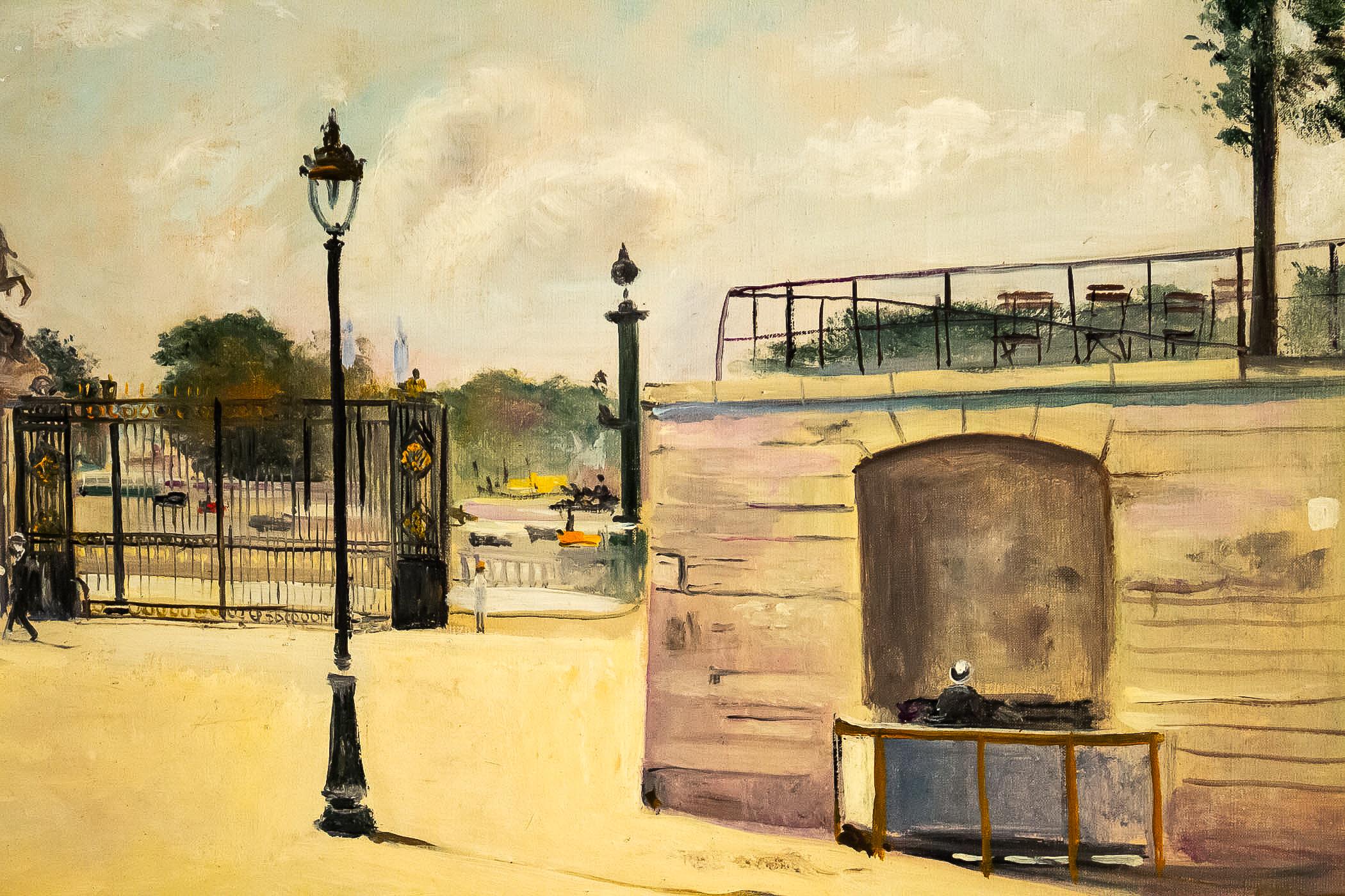 Lucien Adrion Oil on Canvas Tuileries View in the 1930s, Paris For Sale 2