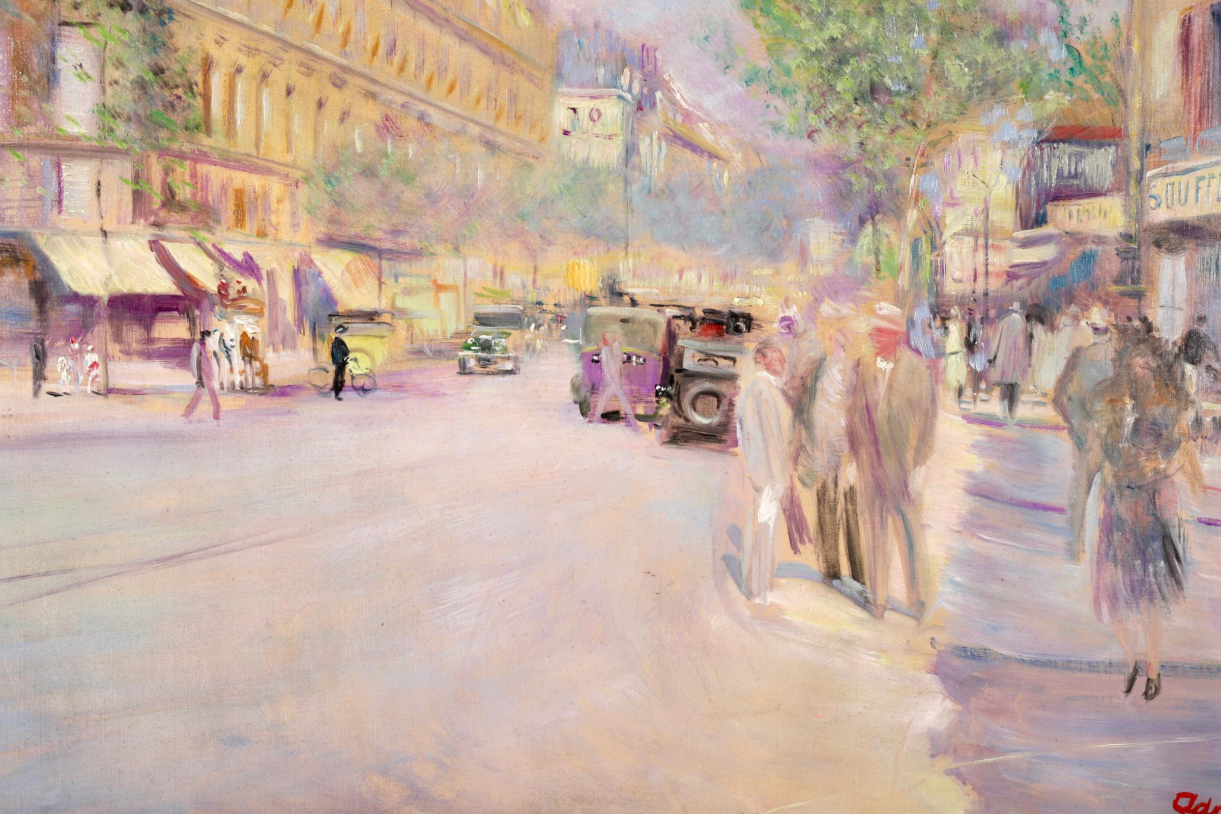 Boulevard Saint-Michel - Paris - Post Impressionist Oil, Cityscape by L Adrion 1