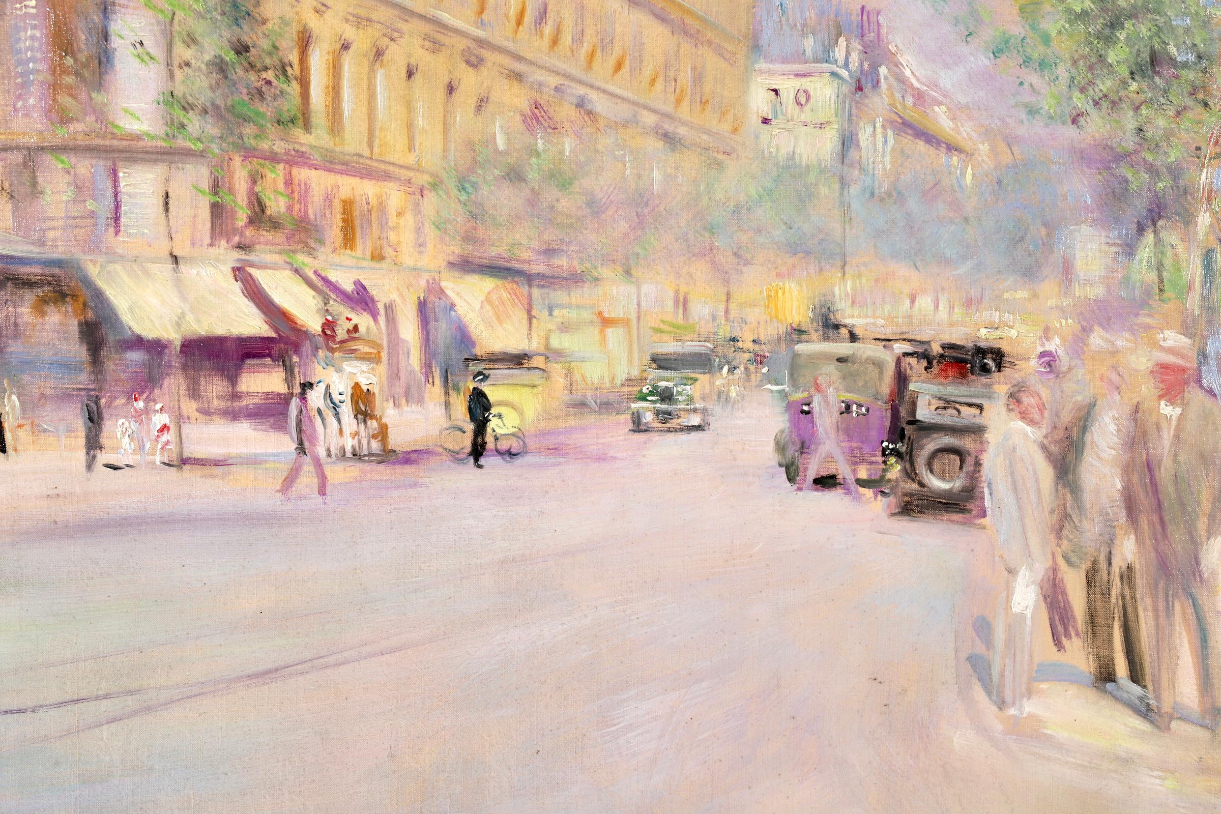 Boulevard Saint-Michel - Paris - Post Impressionist Oil, Cityscape by L Adrion 2