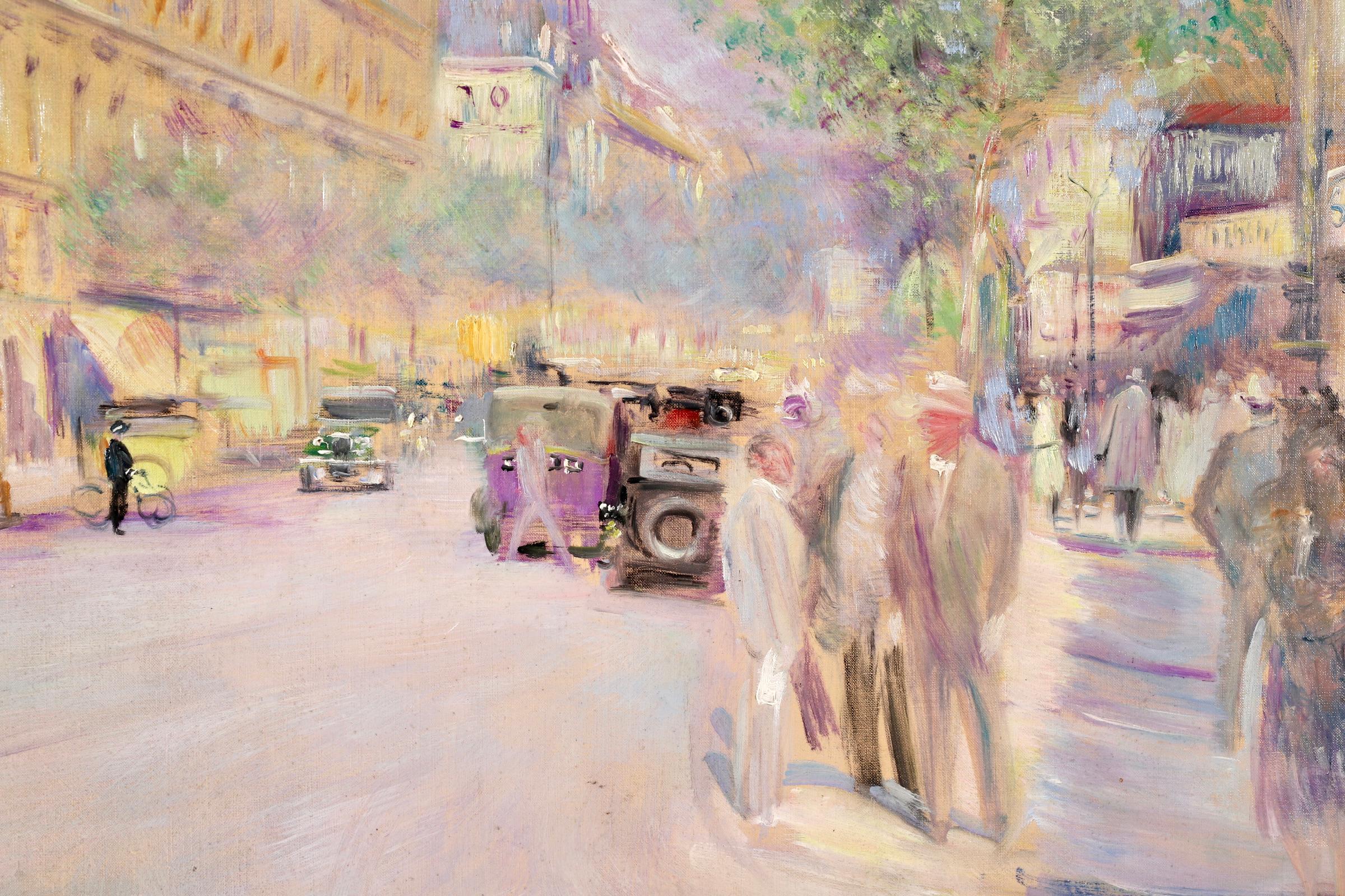 Boulevard Saint-Michel - Paris - Post Impressionist Oil, Cityscape by L Adrion 3