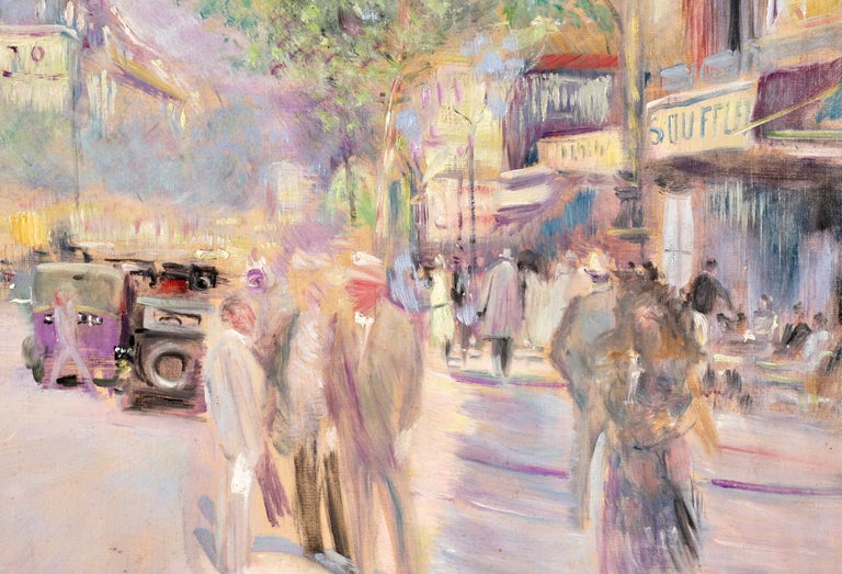 Boulevard Saint-Michel - Paris - Post Impressionist Oil, Cityscape by L Adrion For Sale 7