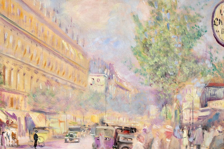 Boulevard Saint-Michel - Paris - Post Impressionist Oil, Cityscape by L Adrion For Sale 9