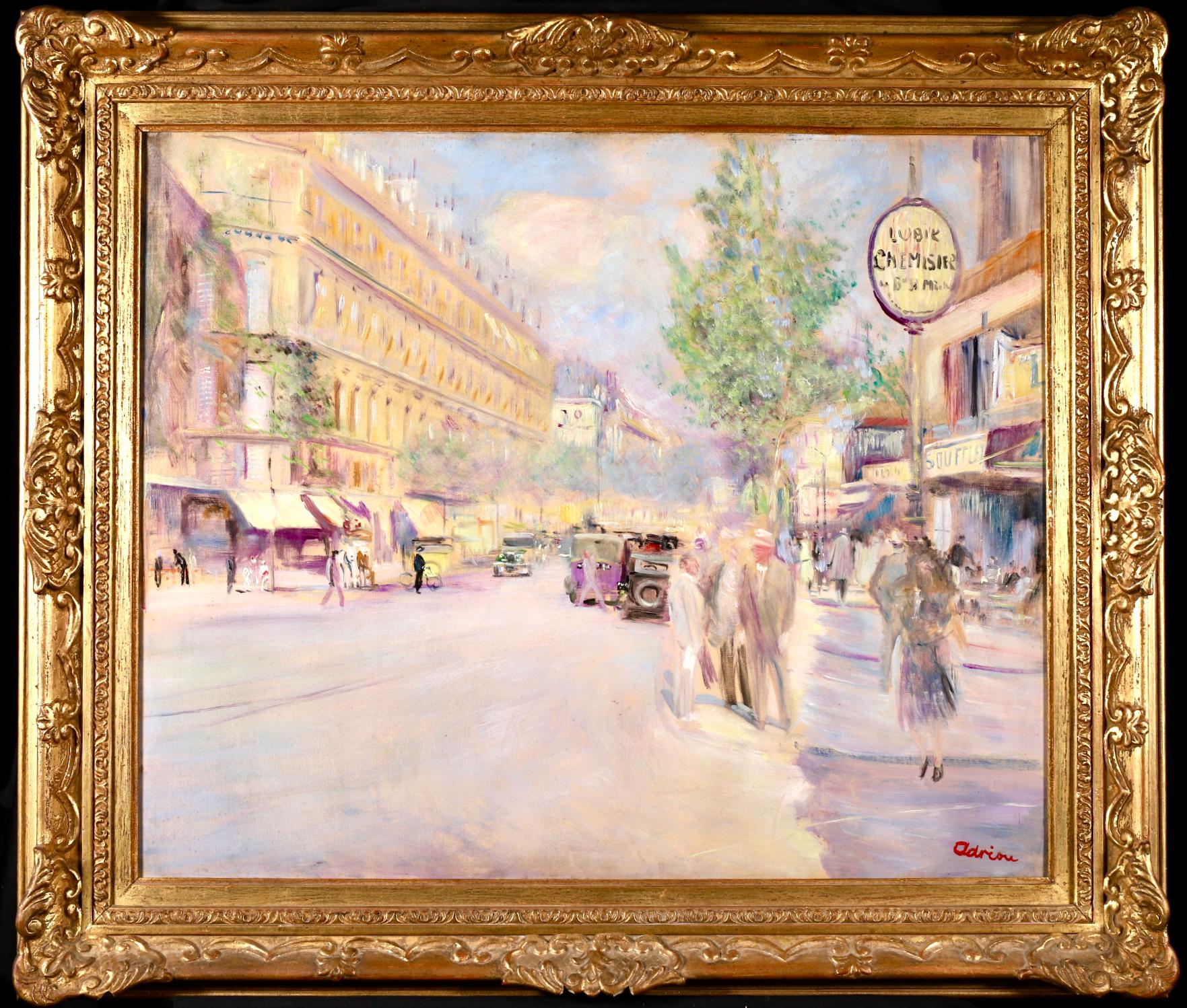 Boulevard Saint-Michel - Paris - Post Impressionist Oil, Cityscape by L Adrion