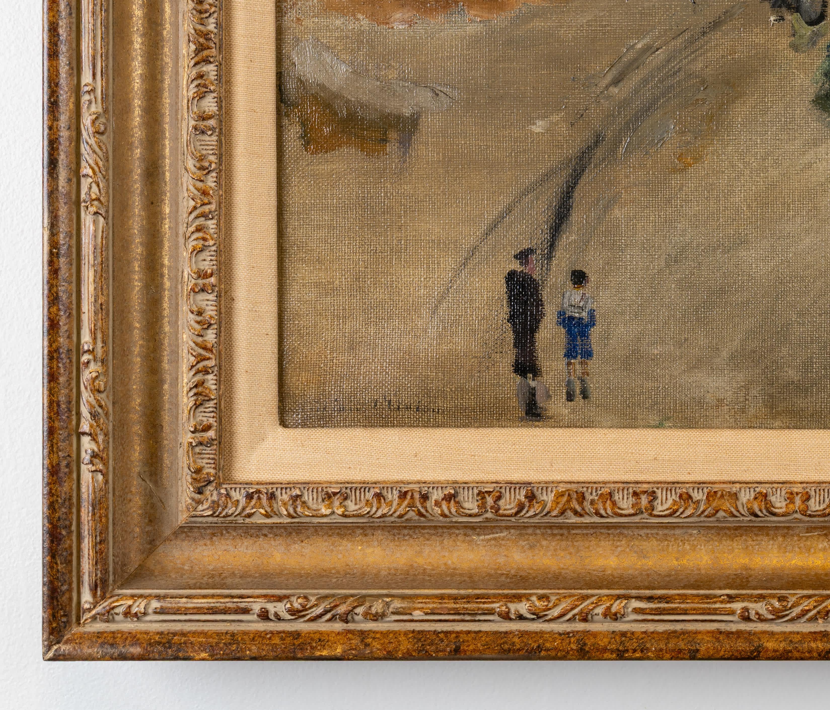 Figure in un paesaggio - Landscape Painting Marrone di Lucien Adrion