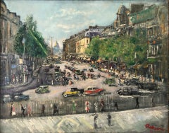 "Vue depuis L'église de la Madeleine" Scène de plein air post-impressionniste française