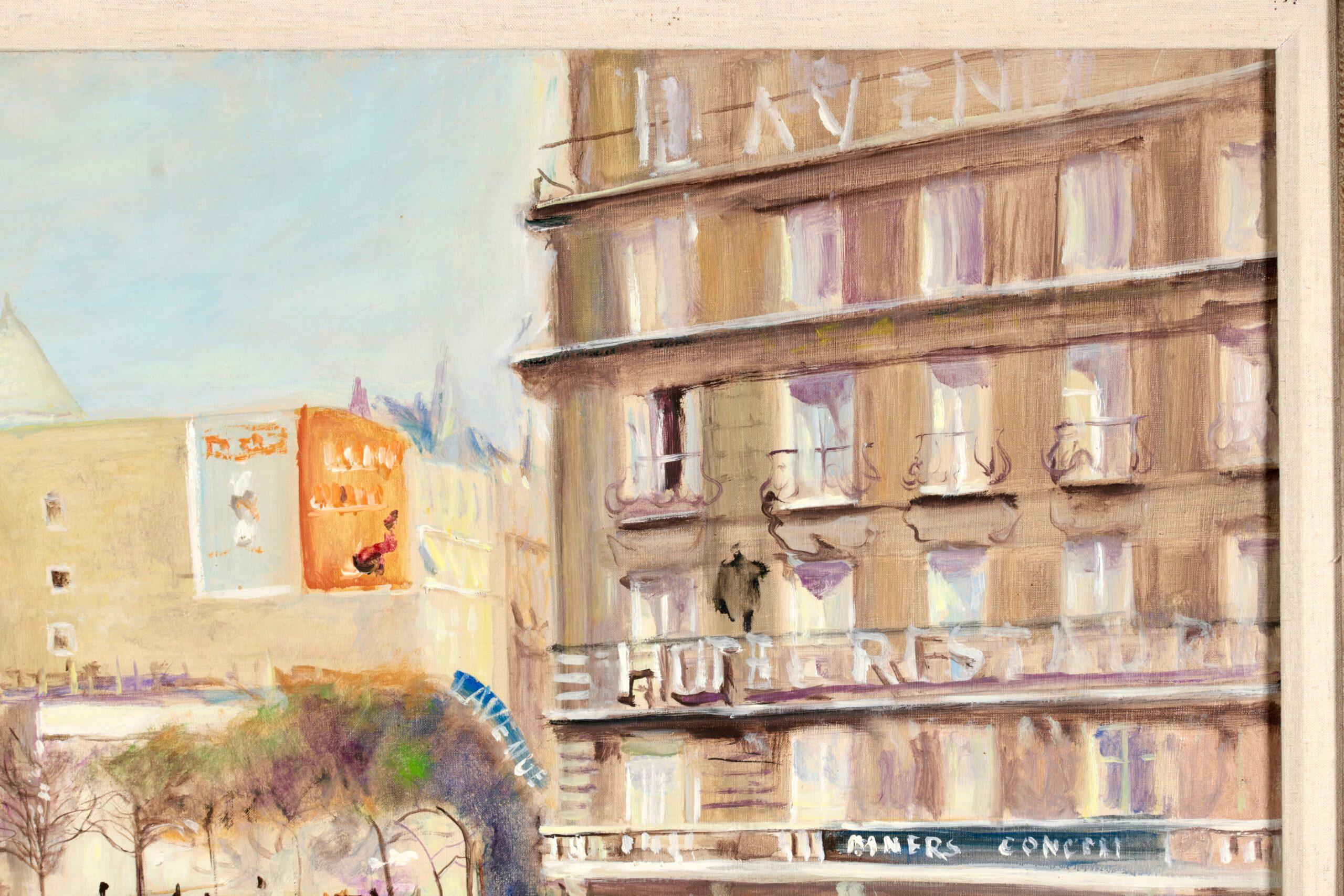 Les Grands Boulevards - Post Impressionist City Landscape Oil by Lucien Adrion For Sale 9