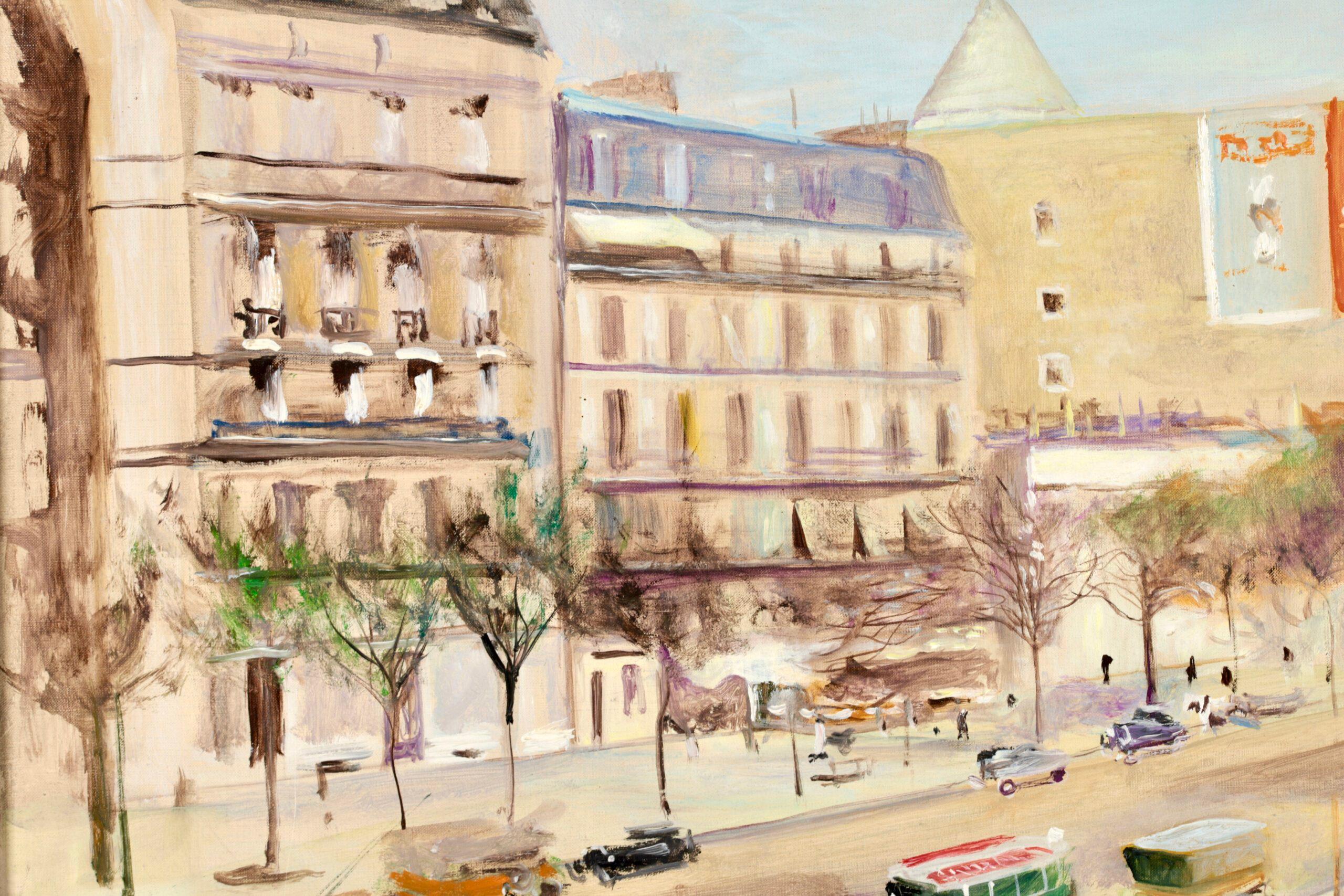 Les Grands Boulevards - Post Impressionist City Landscape Oil by Lucien Adrion For Sale 4