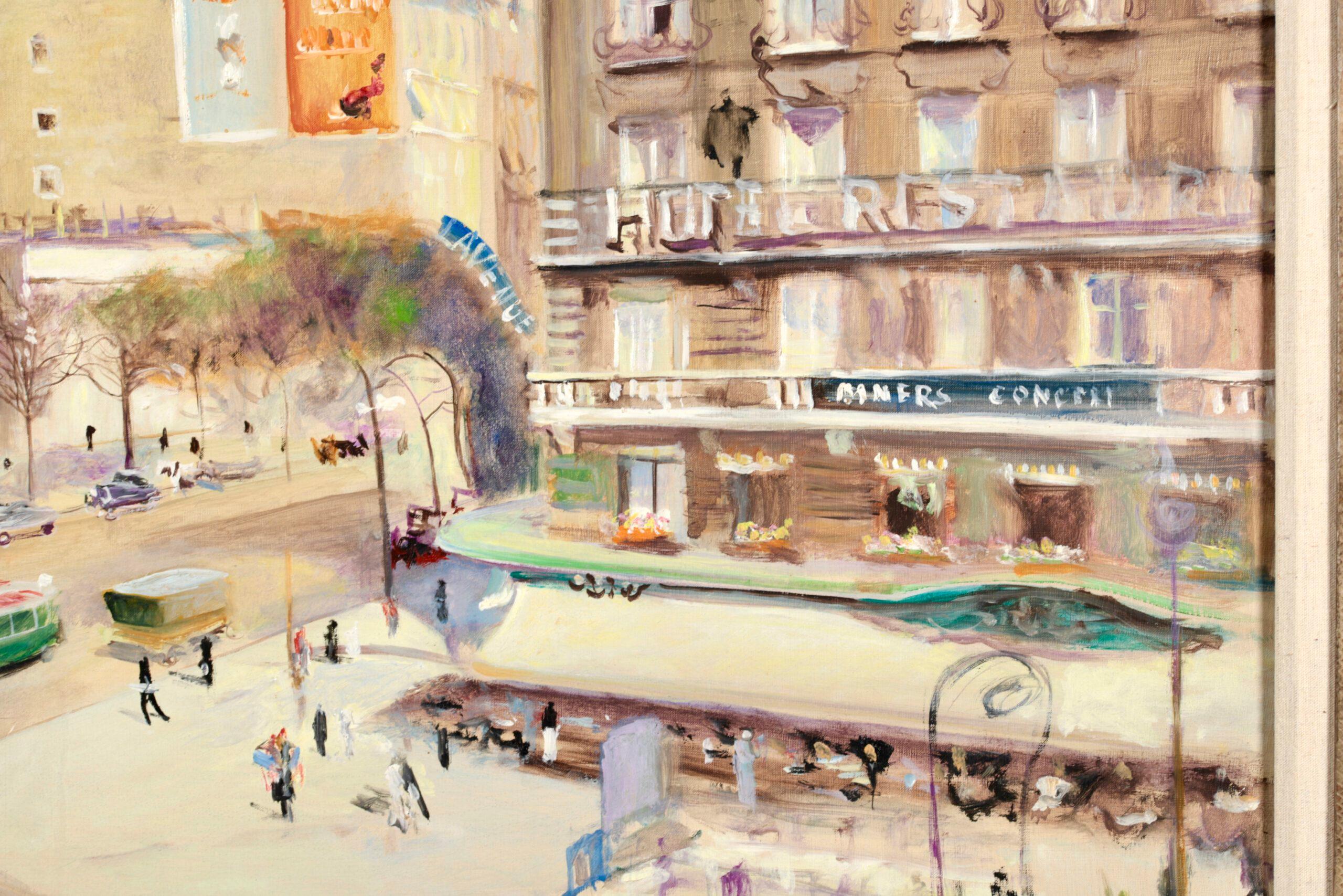 Les Grands Boulevards - Post Impressionist City Landscape Oil by Lucien Adrion For Sale 8