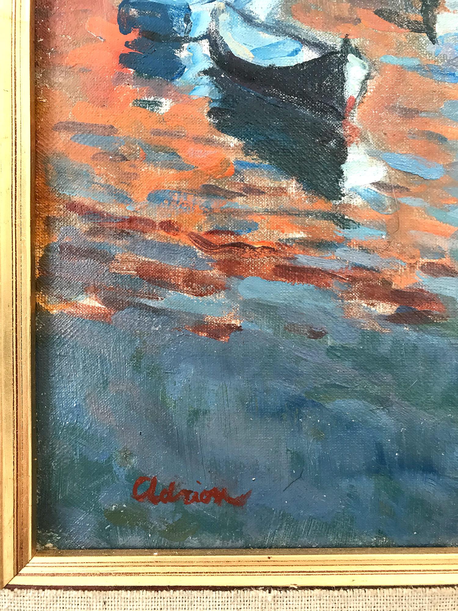Peinture à l'huile post-impressionniste « Marine in the French Riviera » représentant des bateaux de croisière en vente 8
