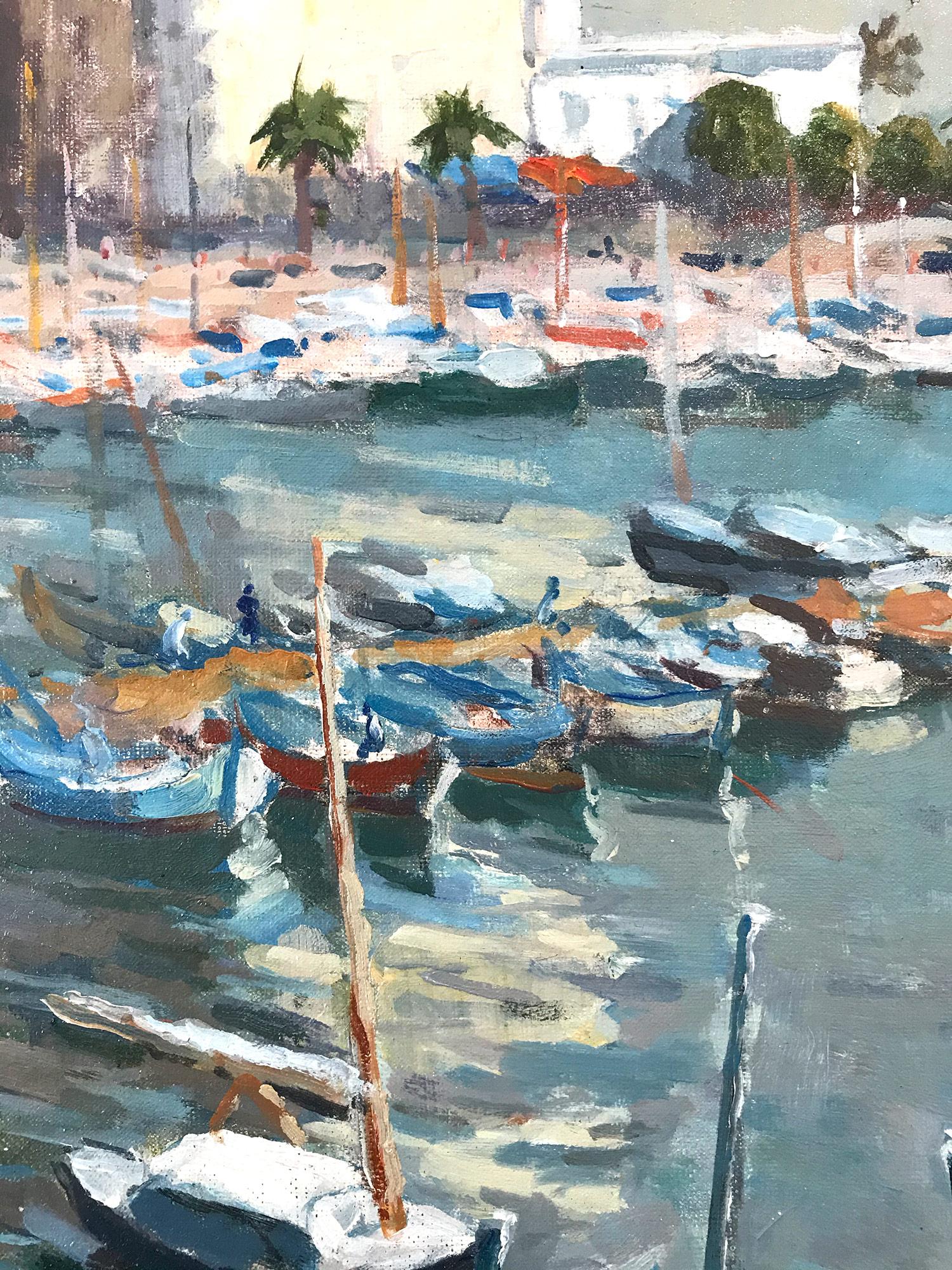 Cette œuvre de Lucien Adrion est une merveilleuse représentation de ses œuvres post-impressionnistes au bord de la mer sur la Côte d'Azur. Utilisant une palette de couleurs vives, Adrion exécute cette pièce avec beaucoup d'attention aux détails avec