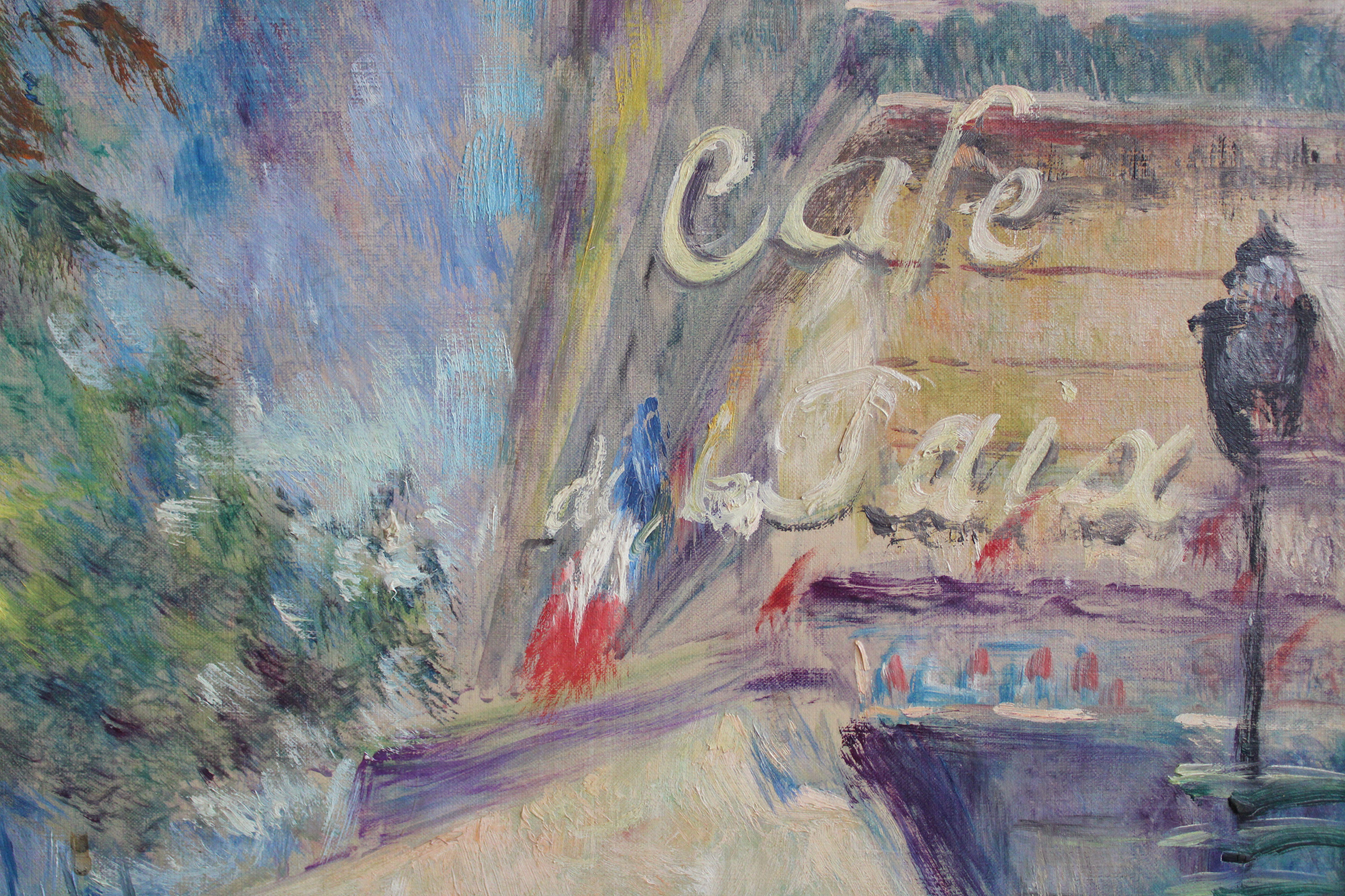 París, Café de la Paix. Óleo sobre lienzo, 60x73 cm - Painting Impresionista de Lucien Adrion