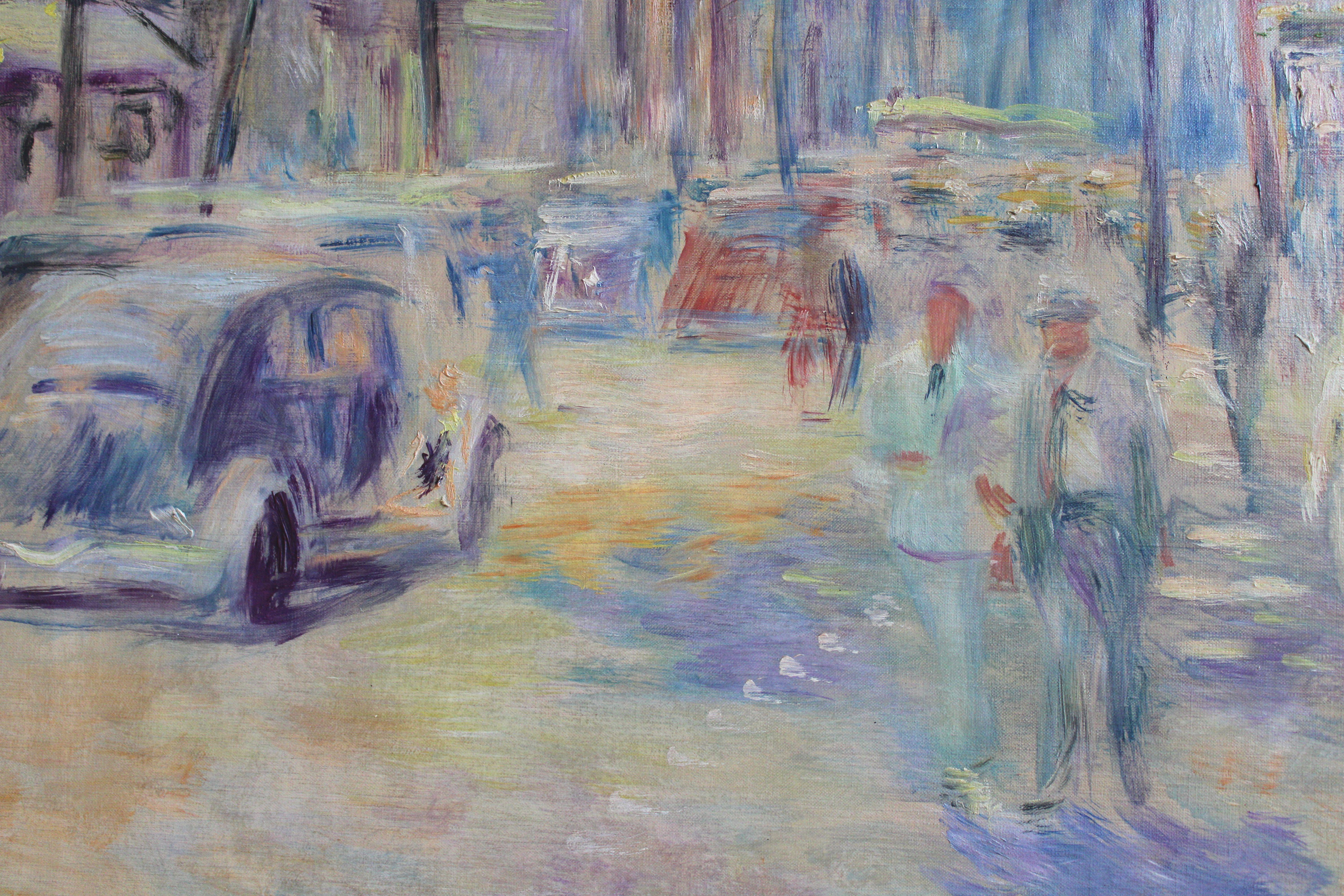 Paris, Cafe de la Paix. Oil on canvas, 60x73 cm - Impressionist Painting by Lucien Adrion
