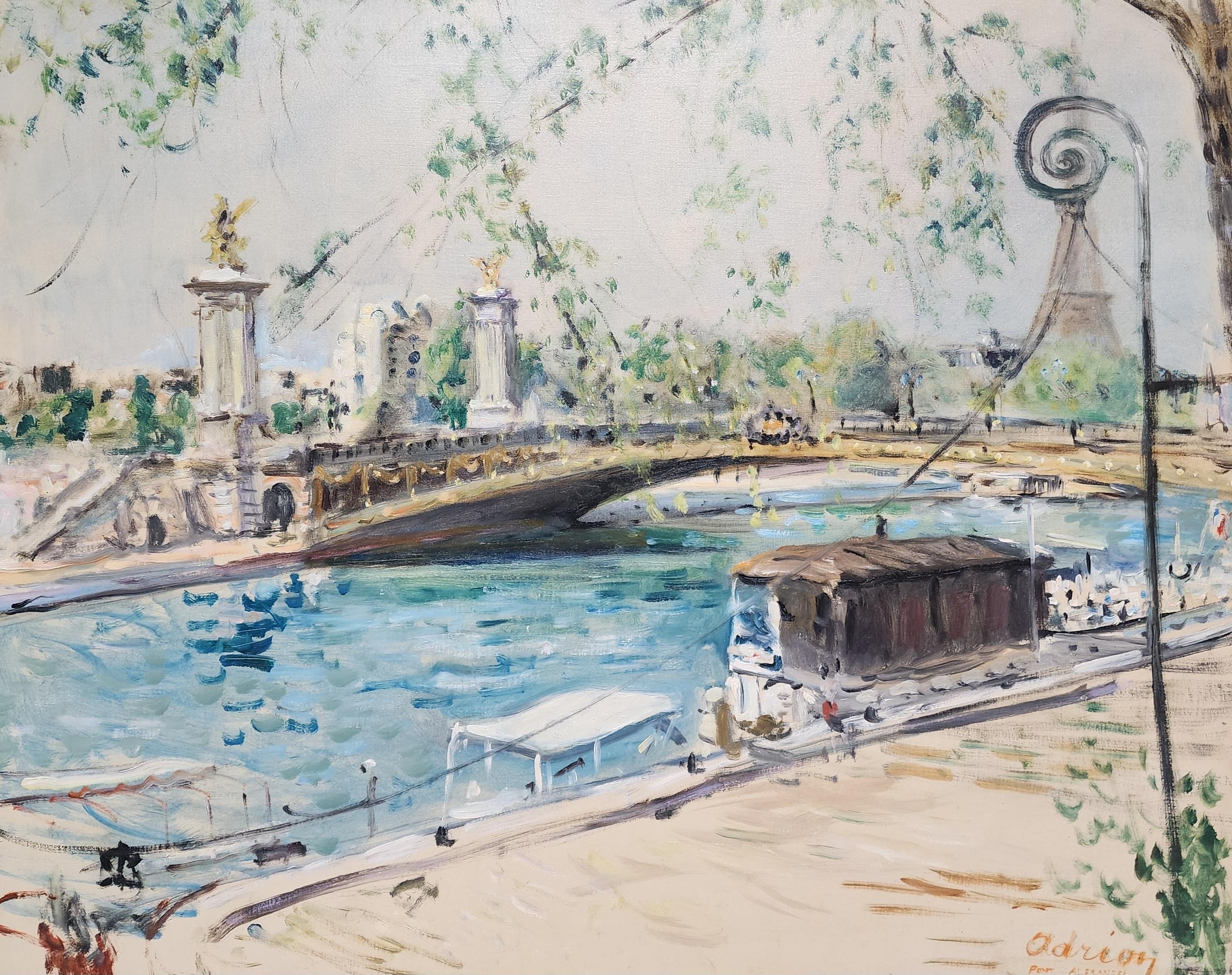 Landscape Painting di Lucien Adrion - Pont Alexandre III