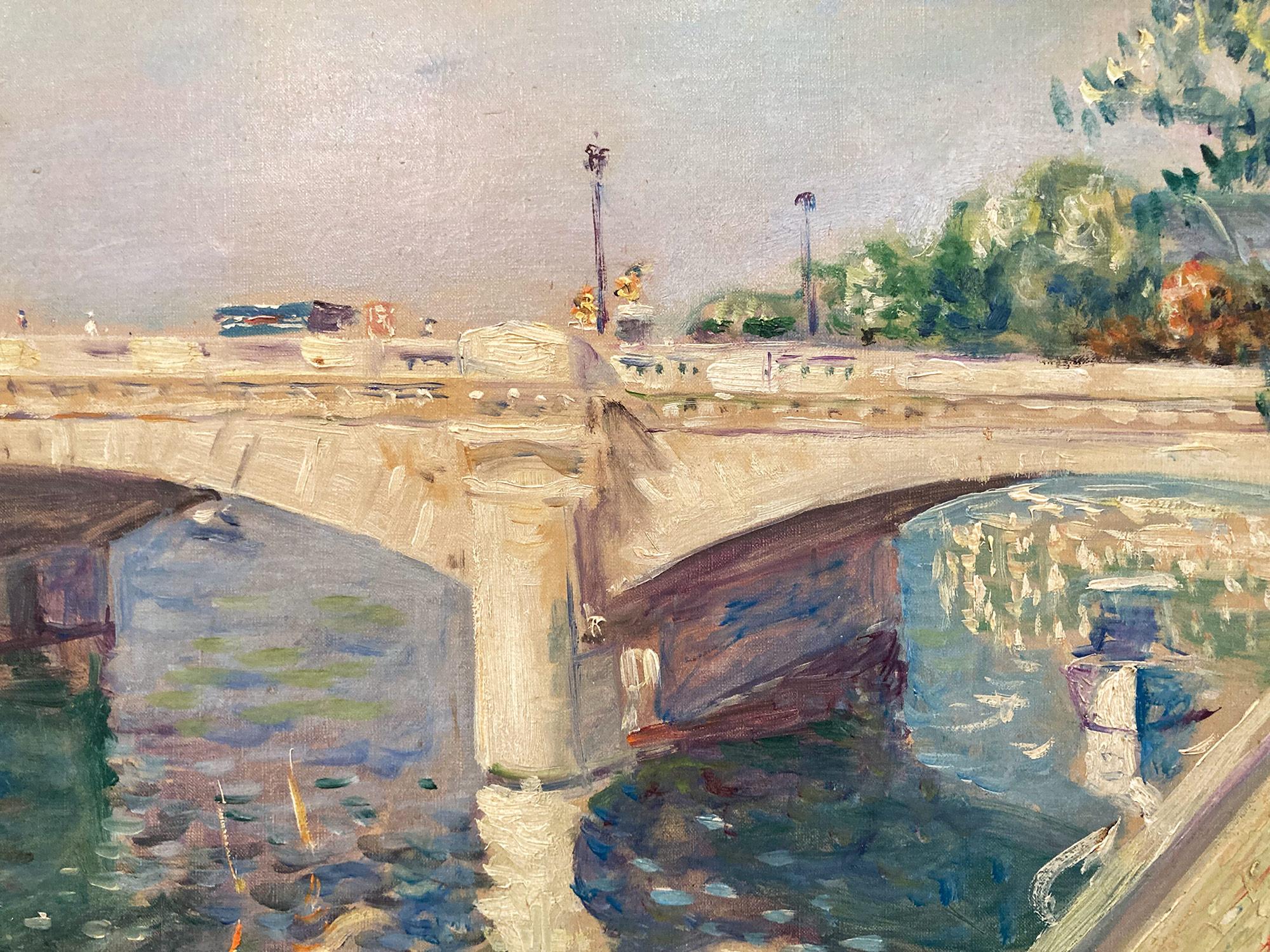 Peinture à l'huile post-impressionniste « Pont de la Concorde » en Seine à Paris  en vente 1