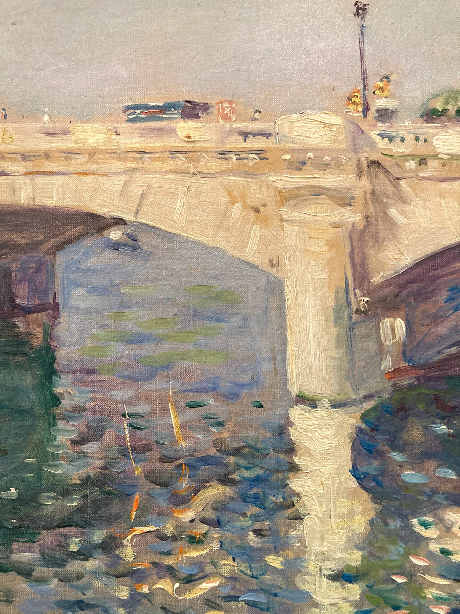 Peinture à l'huile post-impressionniste « Pont de la Concorde » en Seine à Paris  en vente 3